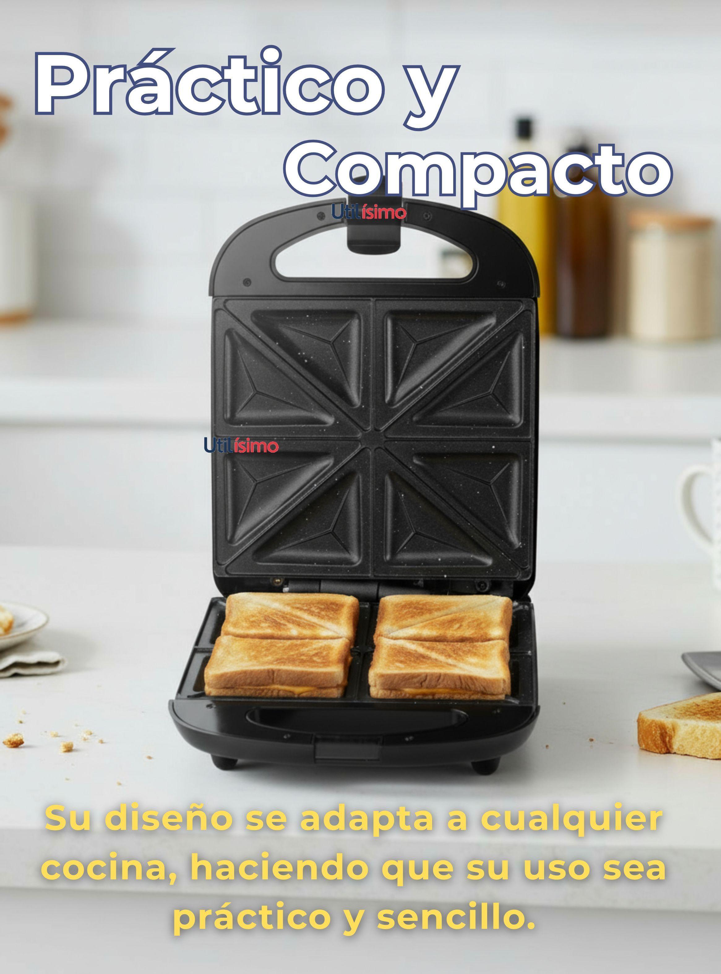 Sandwichera Eléctrica Antiadherente Tostadora 4 Sandwich 1000W-4