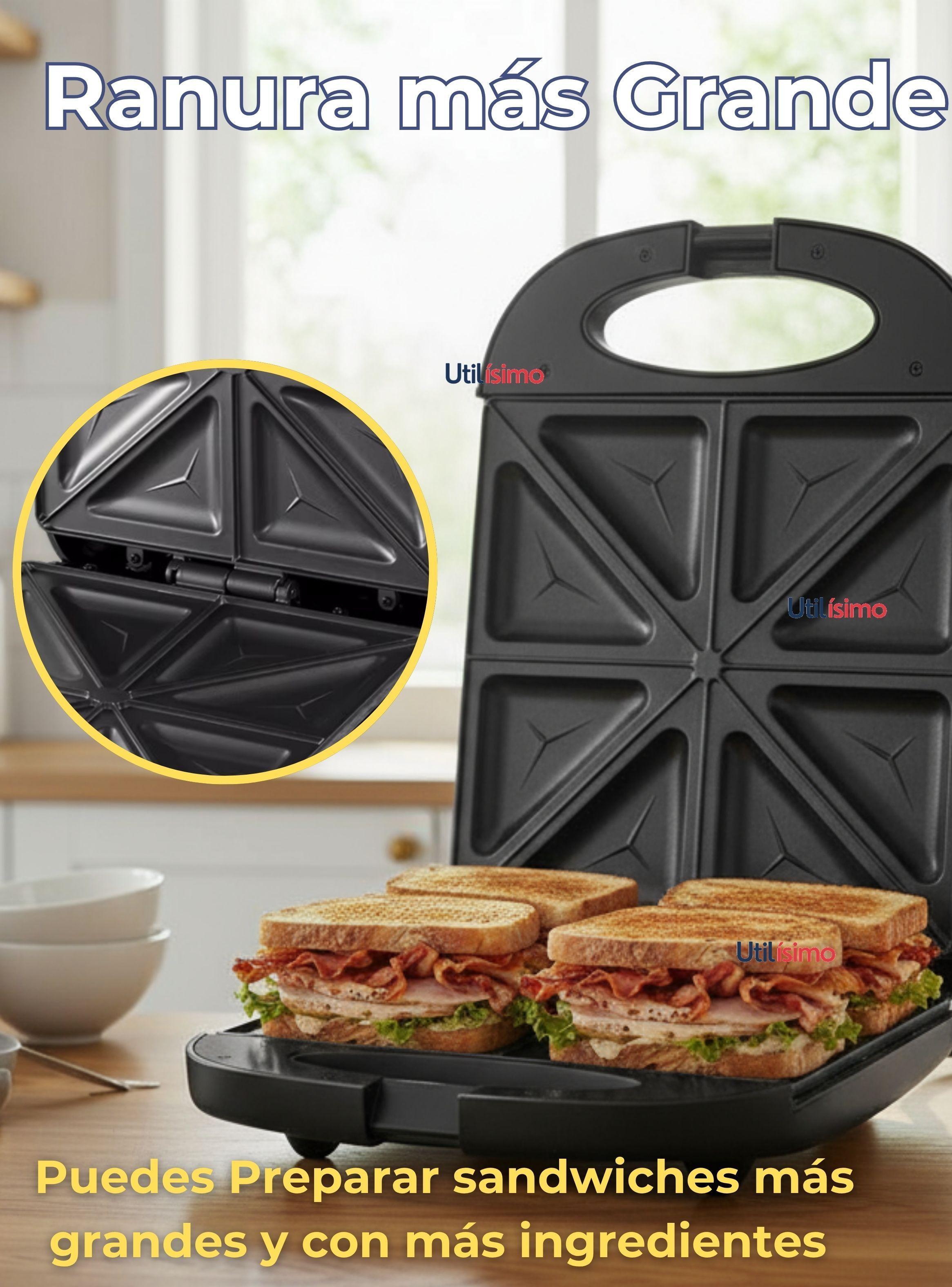 Sandwichera Eléctrica Antiadherente Tostadora 4 Sandwich 1000W-5