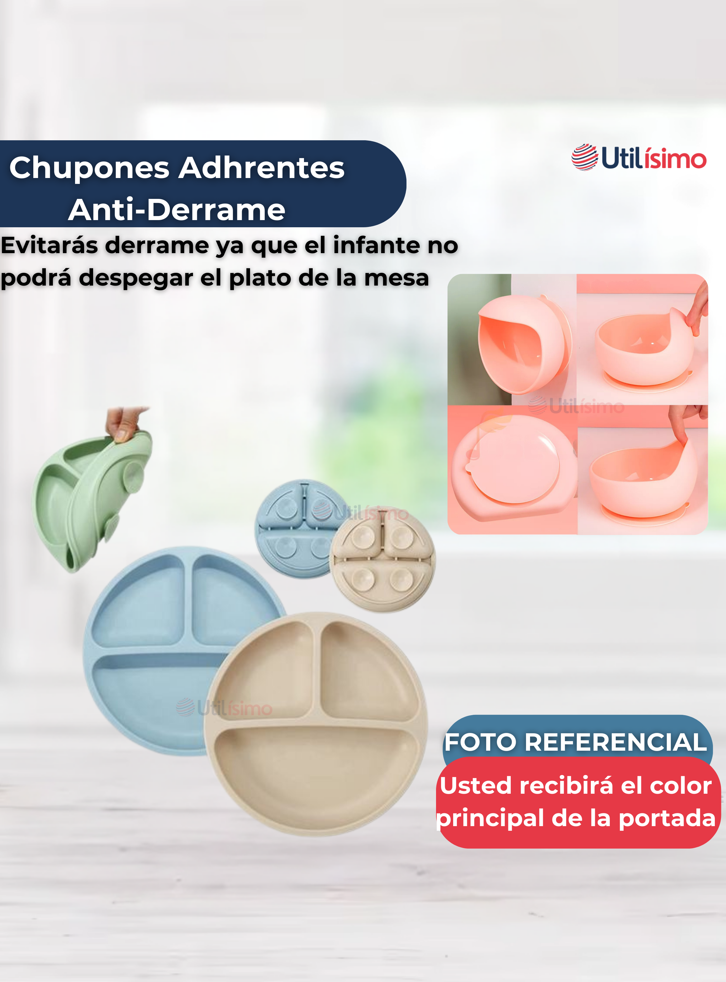 Set De Alimentación Bebé Silicona De Formas 6 Piezas Libre BPA Azul-7
