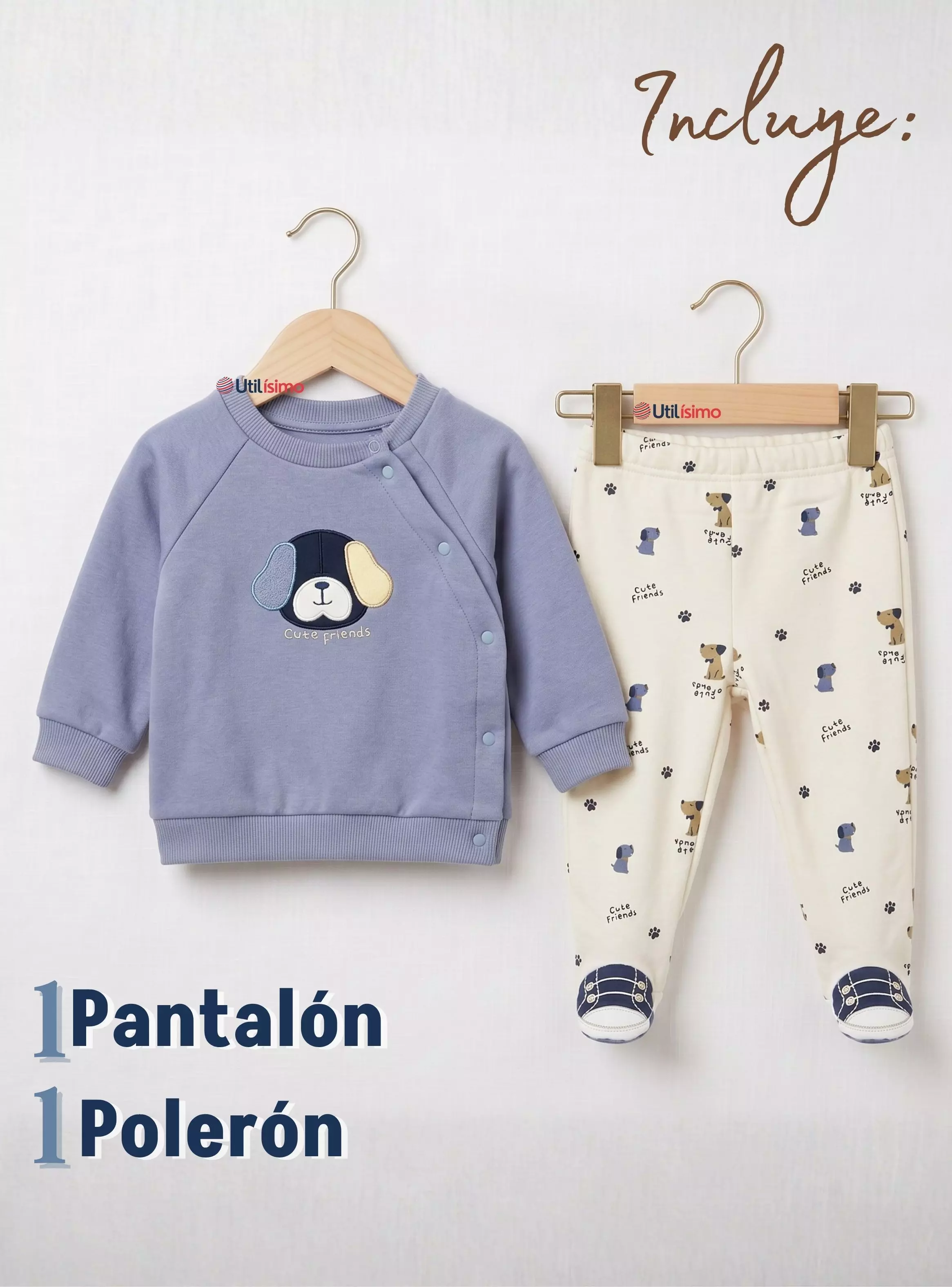 Conjunto Buzo Polerón 2 Piezas Bebé Niño Tedmimak Cute Dog-2
