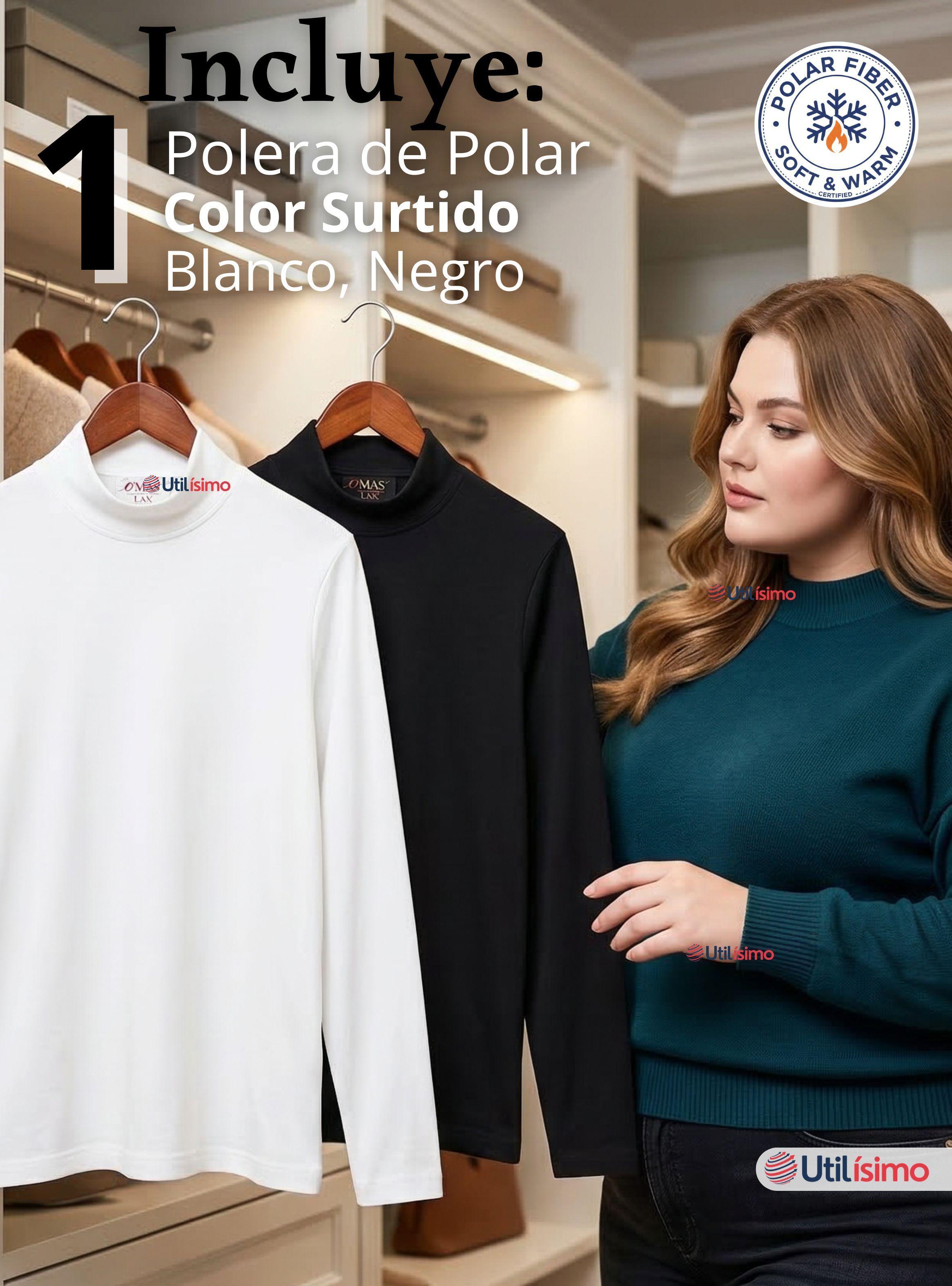 Camiseta Polera Polar Primera Capa Cuello Beatle Manga Largas Blanco Negro Mujer-2