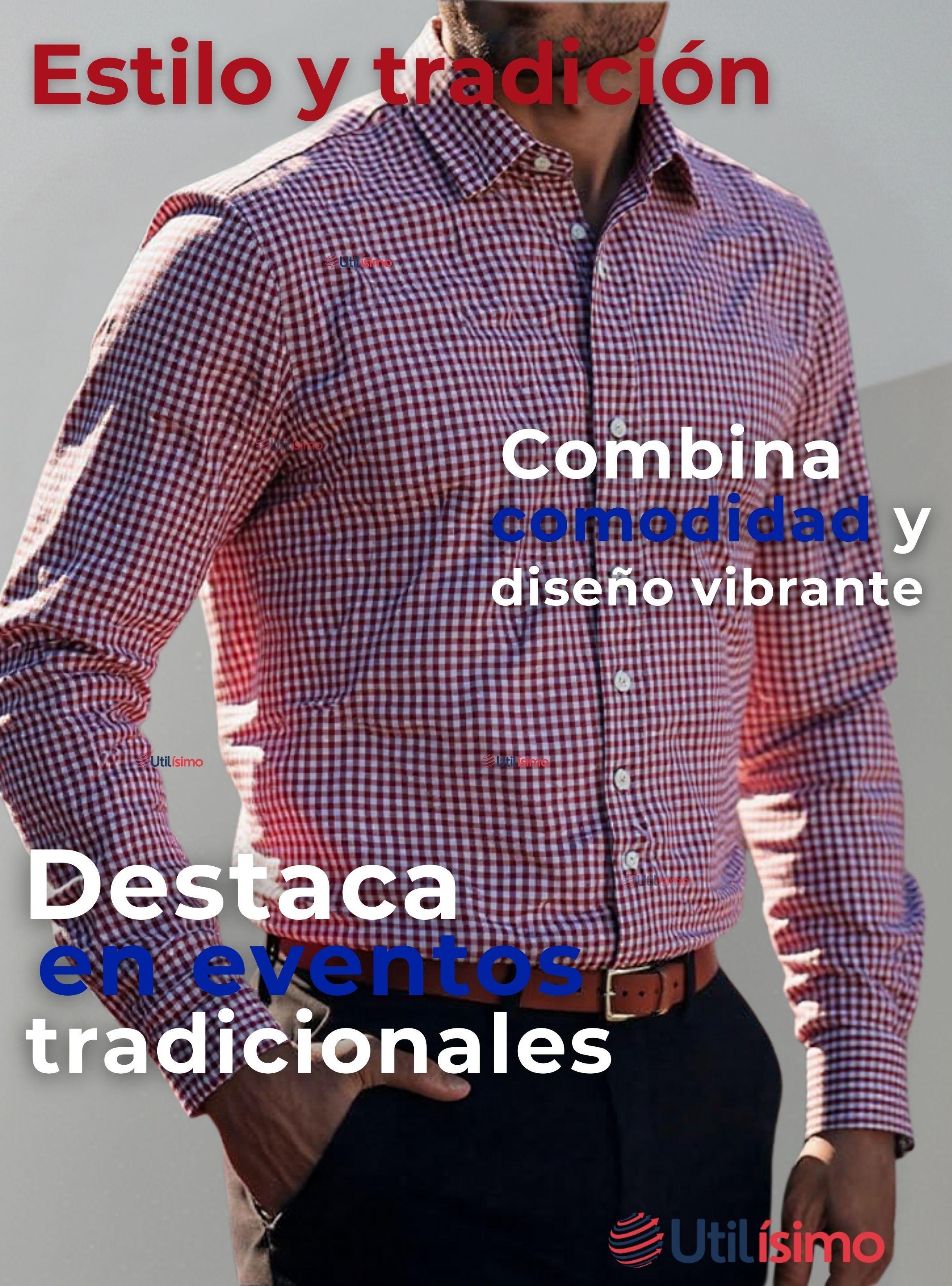 Camisa Huaso Cuadrillé Manga Larga 100% Algodón  Cuadros Rojo y Negro -4