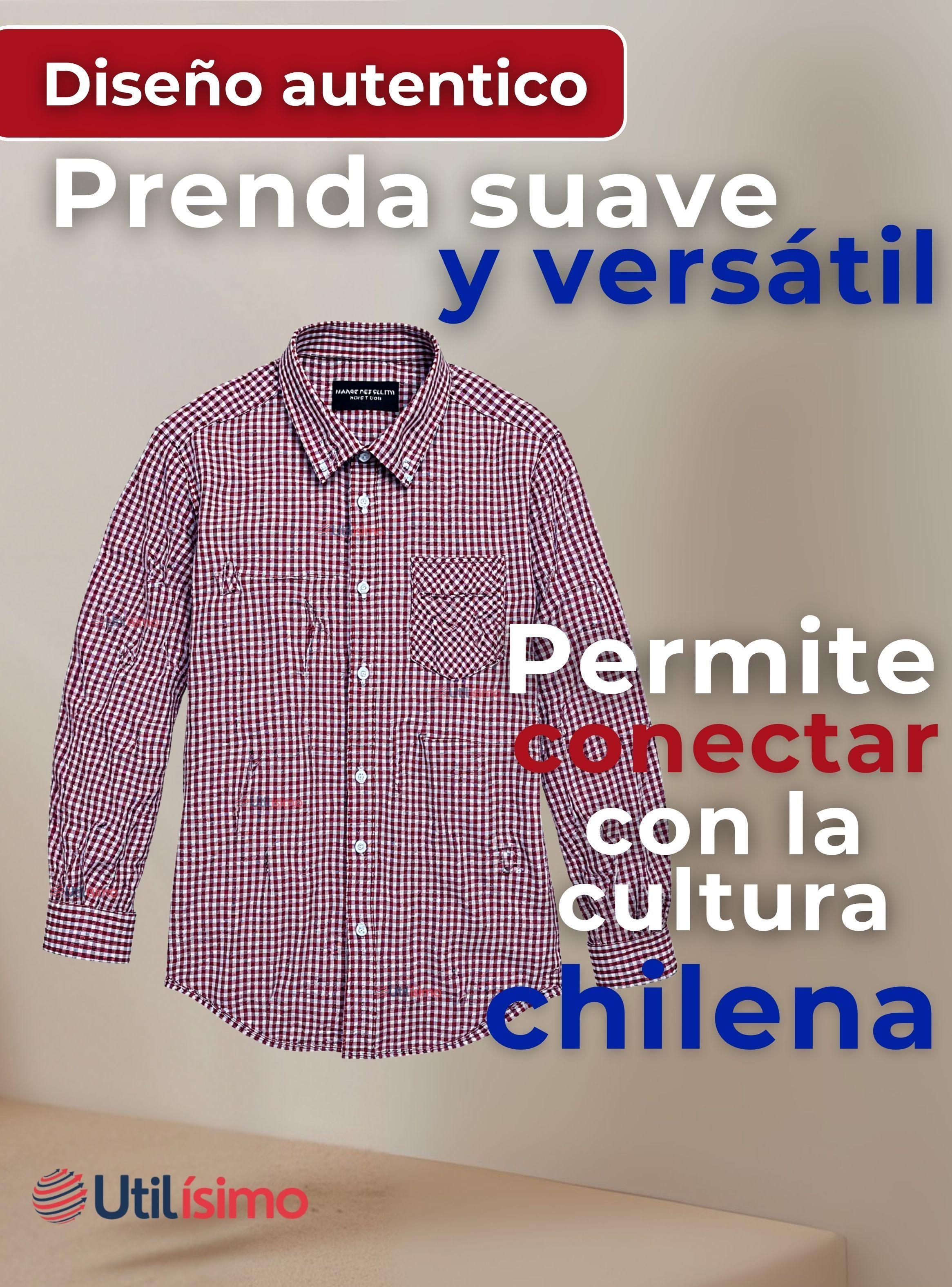 Camisa Huaso Cuadrillé Manga Larga 100% Algodón  Cuadros Rojo y Negro -5