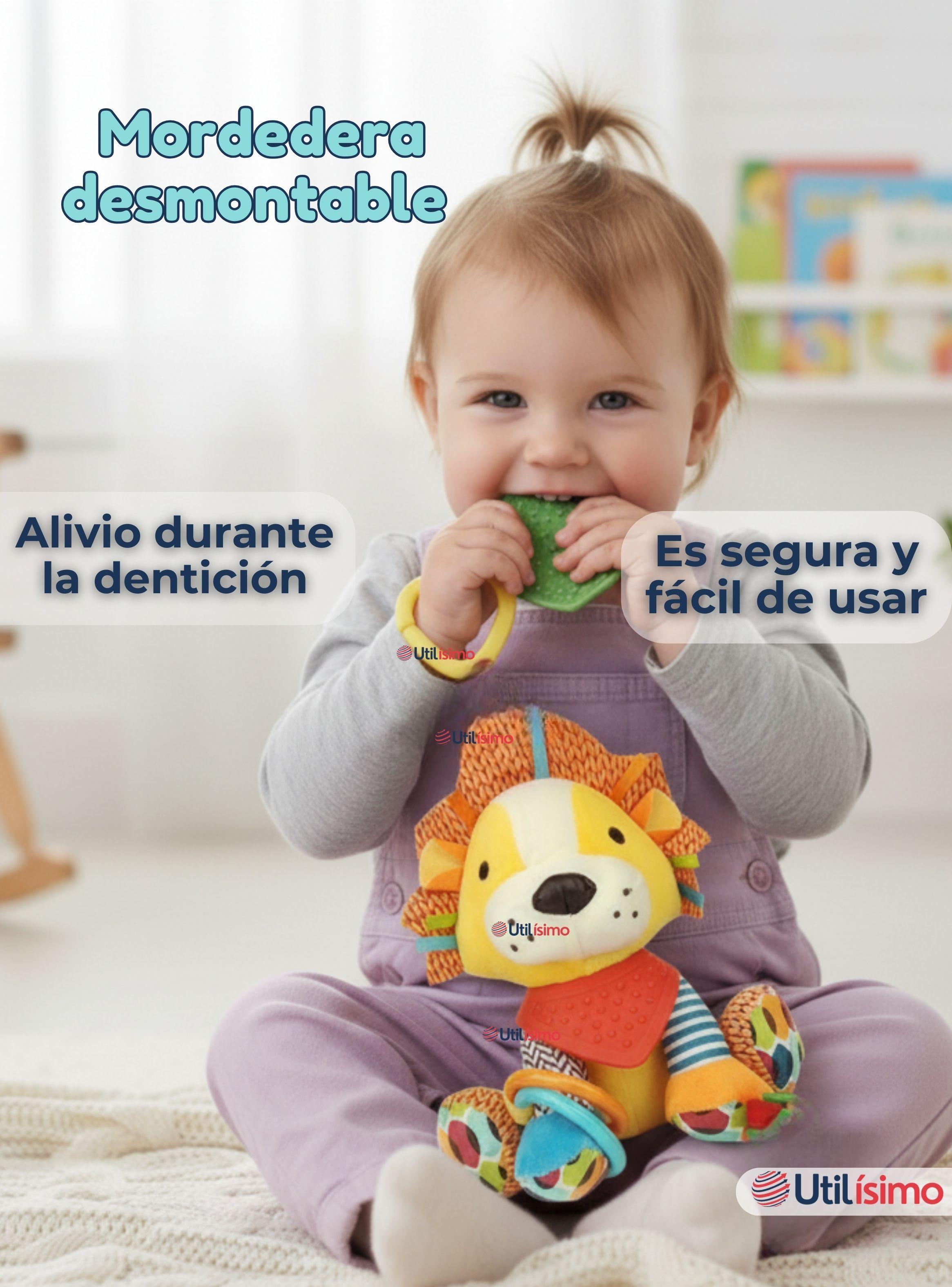 Juguete Peluche Animales Sensorial Con Mordedor Y Sonajero Diseño León Niña y Niño-7