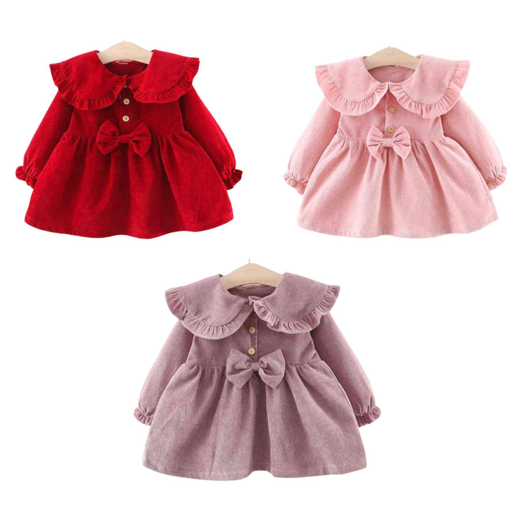 Vestido de Cotelé Con Volados Forrado En Plush Niña JumpKids-2