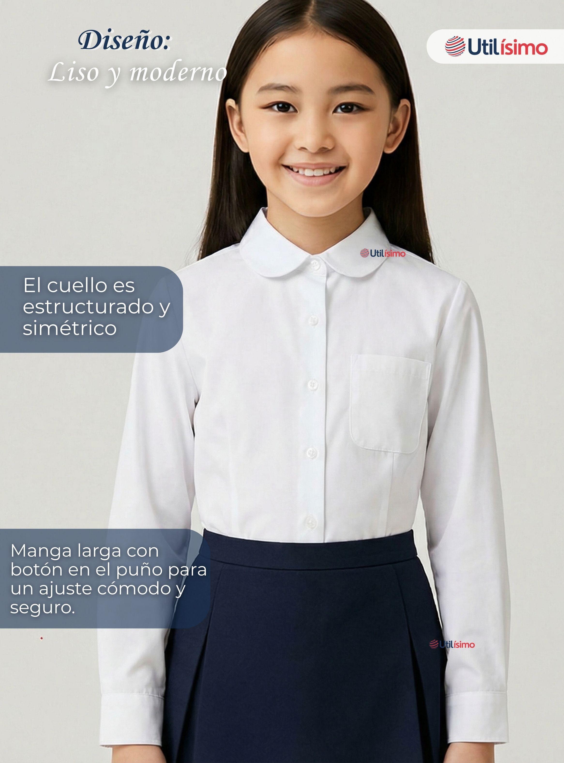 Pack 3 Blusas Escolares Camisa Manga Larga Blanca Colegio Juvenil-2