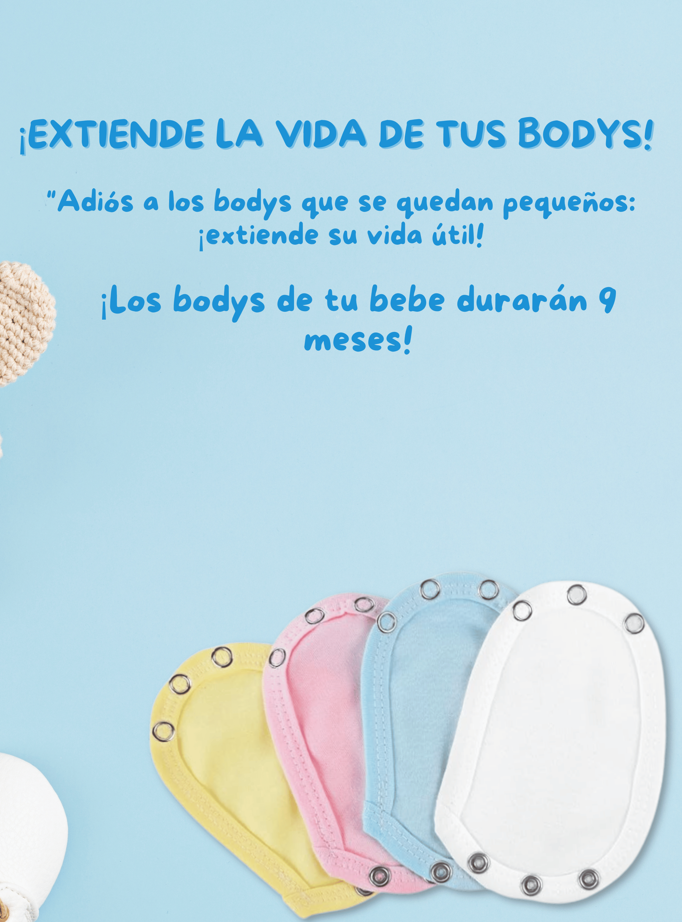 Pack 4 Unidades Extensor Body Bebé +Pack 4 Bodys Algodón Niño Puercoespín Azul-7
