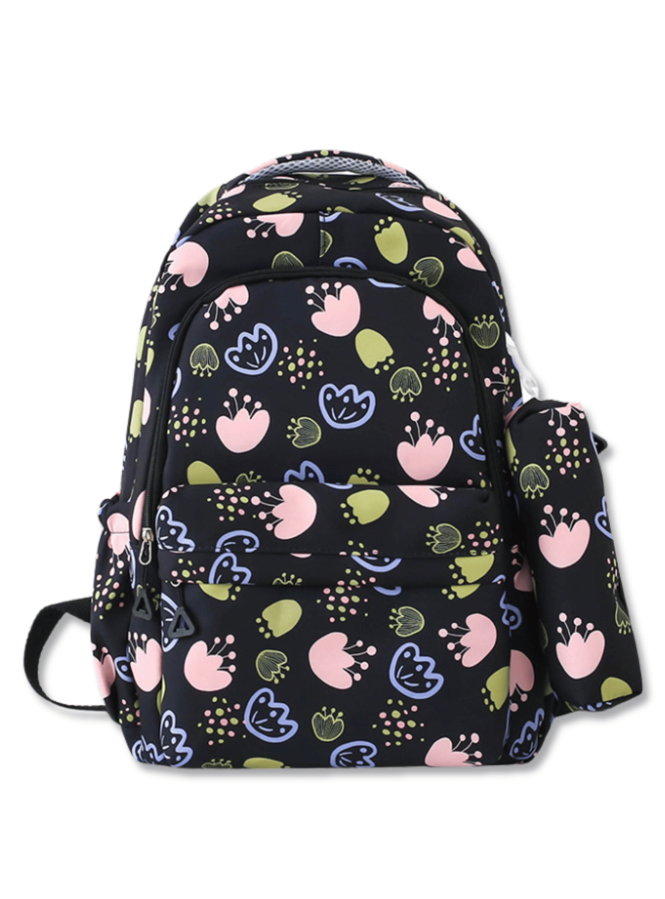 Mochila Escolar 46cm Diseño Floral Print Black-0