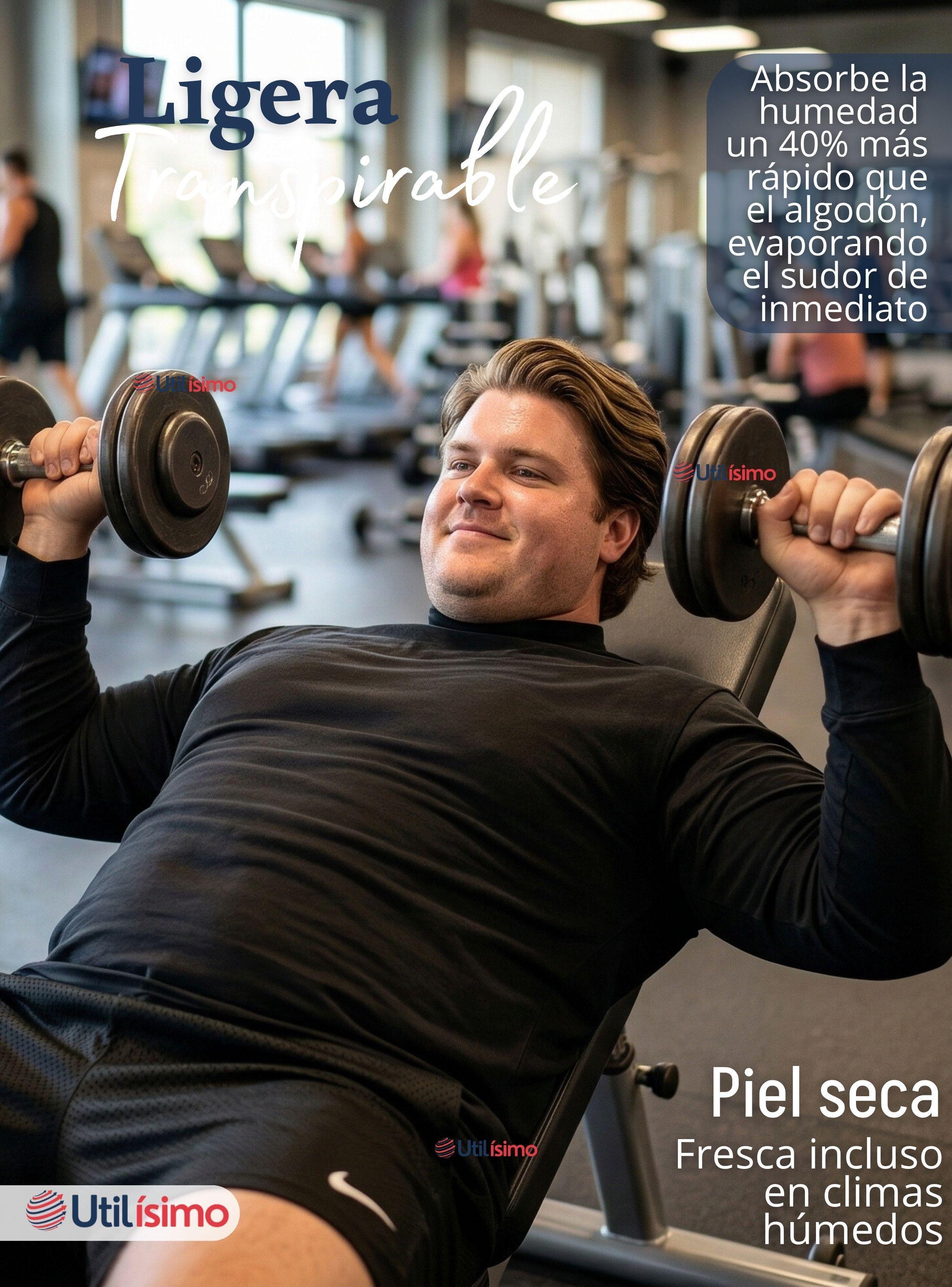 Camiseta Polera Bambú Primera Capa Cuello Beatle Manga Larga Negro Hombre-7