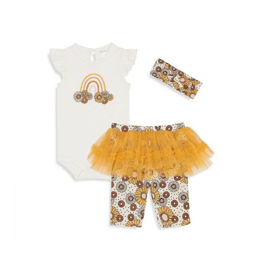 Set 3 Piezas Body Calzas Turbante Algodón Niñas Jump Kids-4