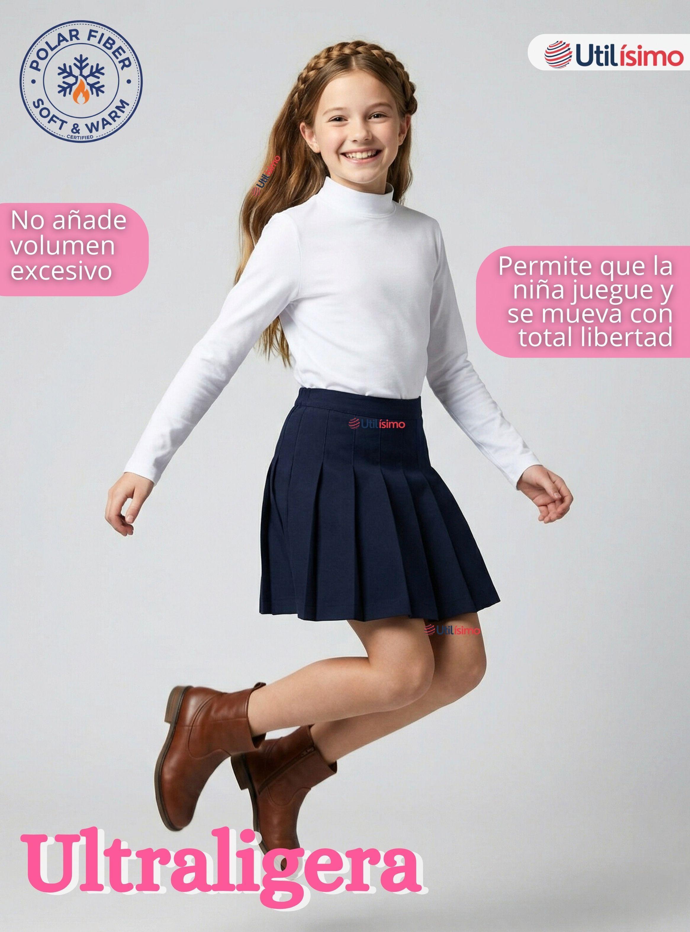 Polera Camiseta Polar Blanca Primera Capa Cuello Beatle Manga Larga Niñas-6