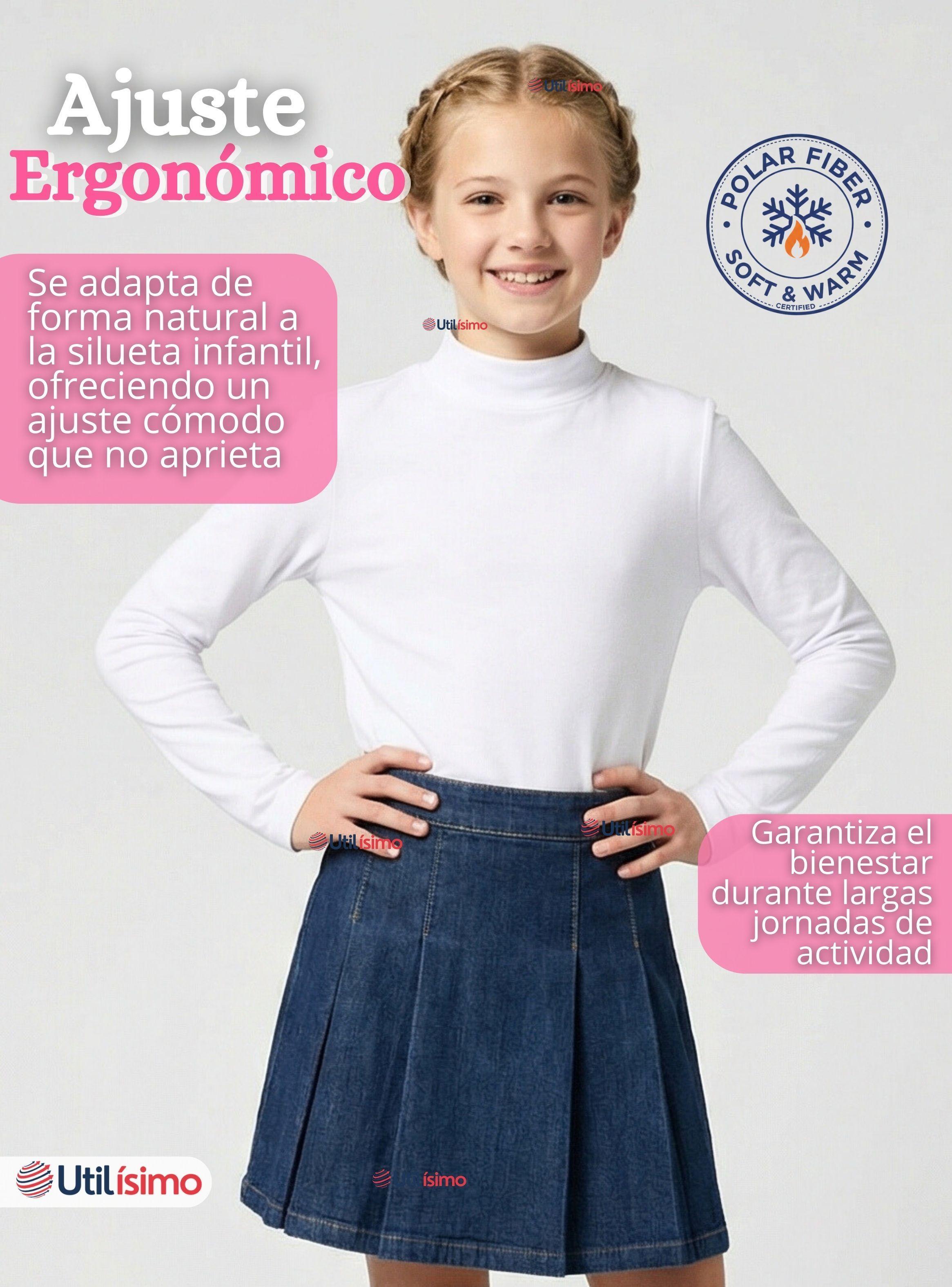 Polera Camiseta Polar Blanca Primera Capa Cuello Beatle Manga Larga Niñas-7