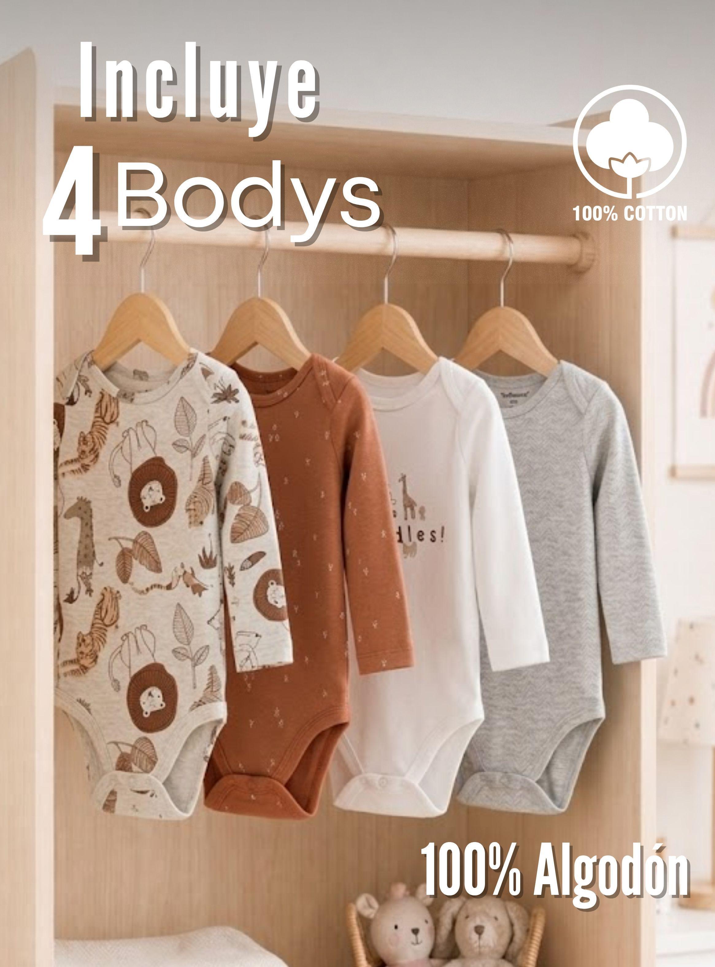 Pack 4 Bodys Manga Larga 100% Algodón Tedmimak Tender Nature Bebé -2