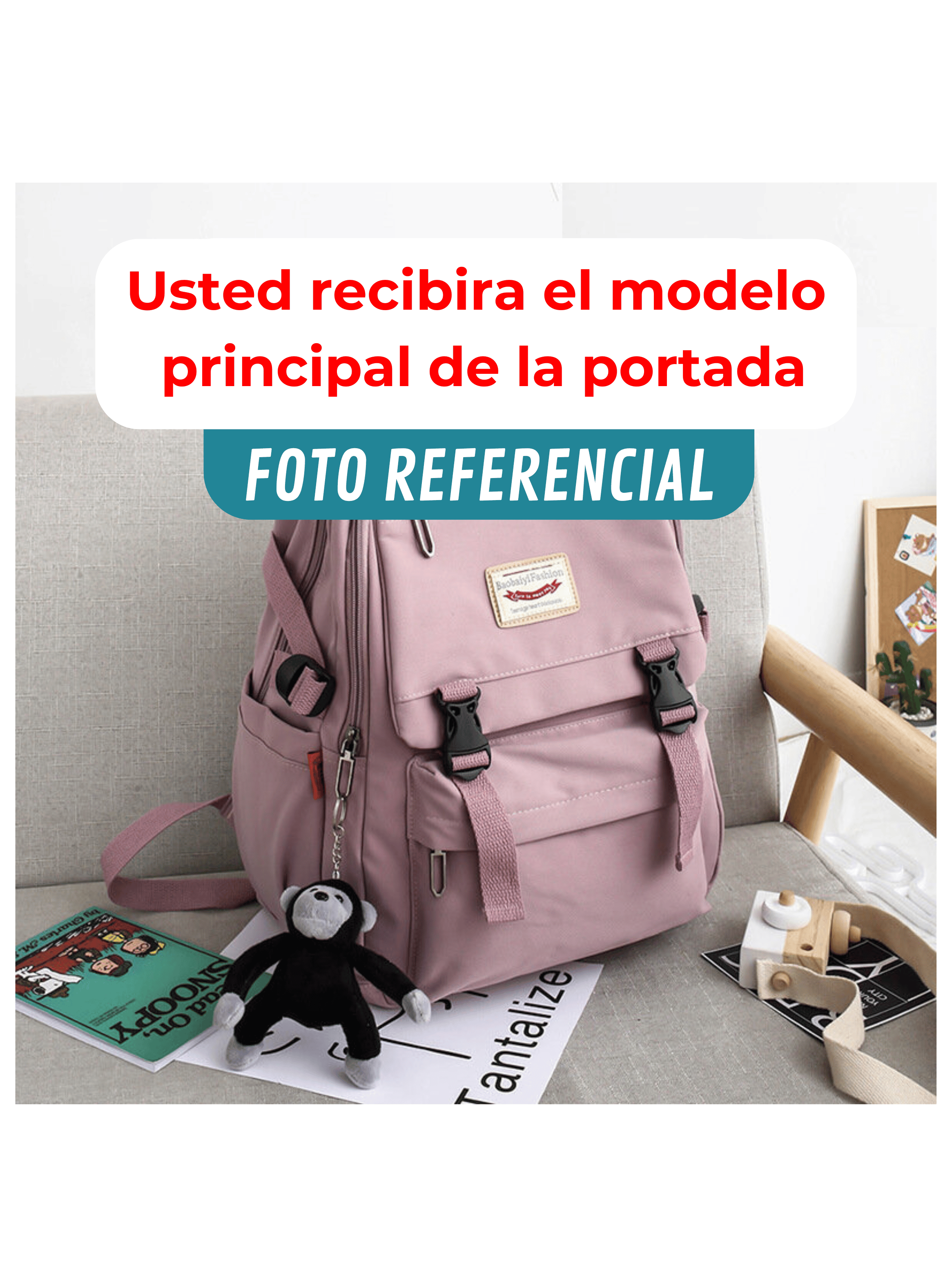  Mochila Escolar Juvenil 48cm Diseño Unicolor Purple-2