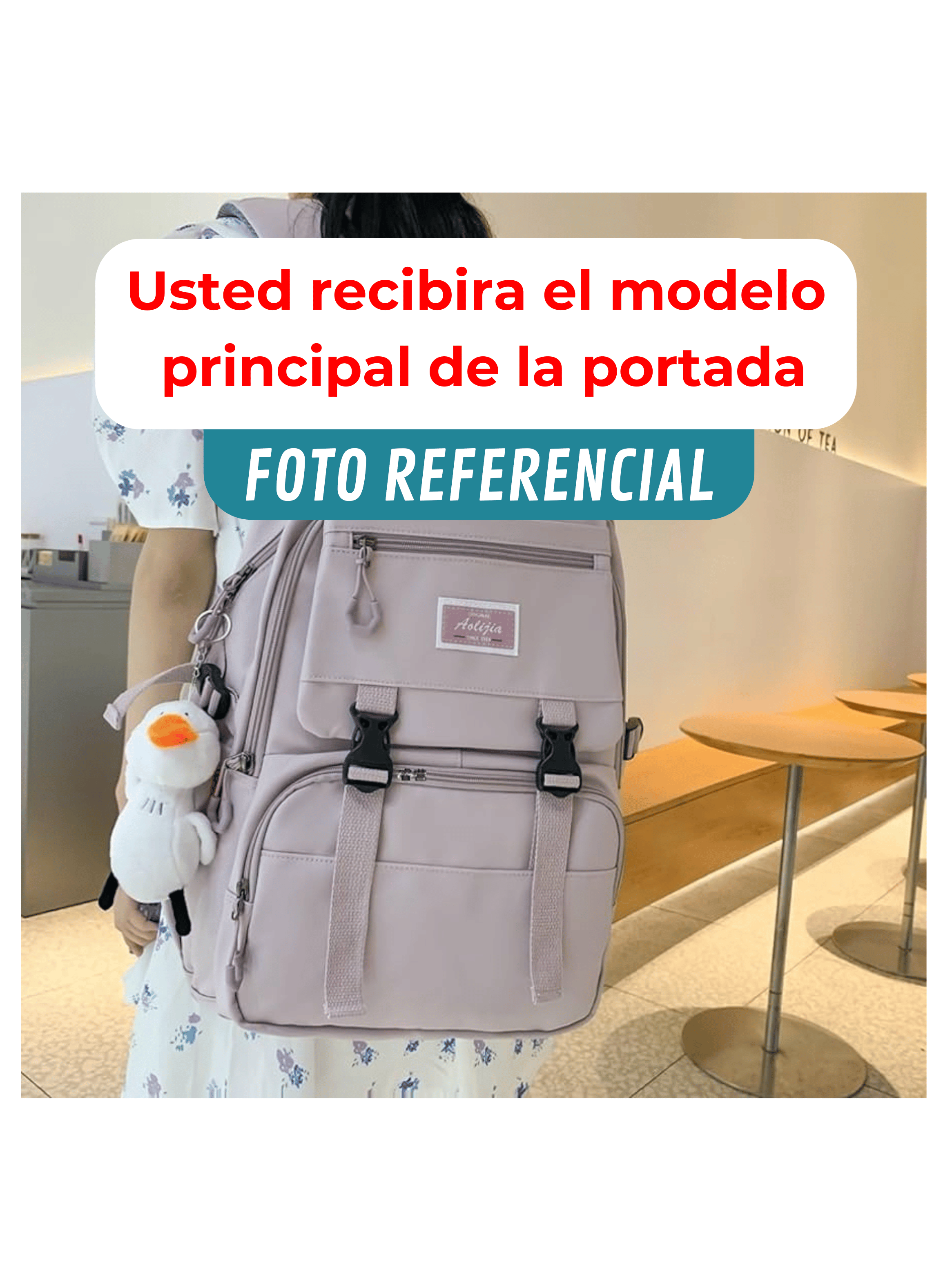  Mochila Escolar Juvenil 48cm Diseño Unicolor Purple-3
