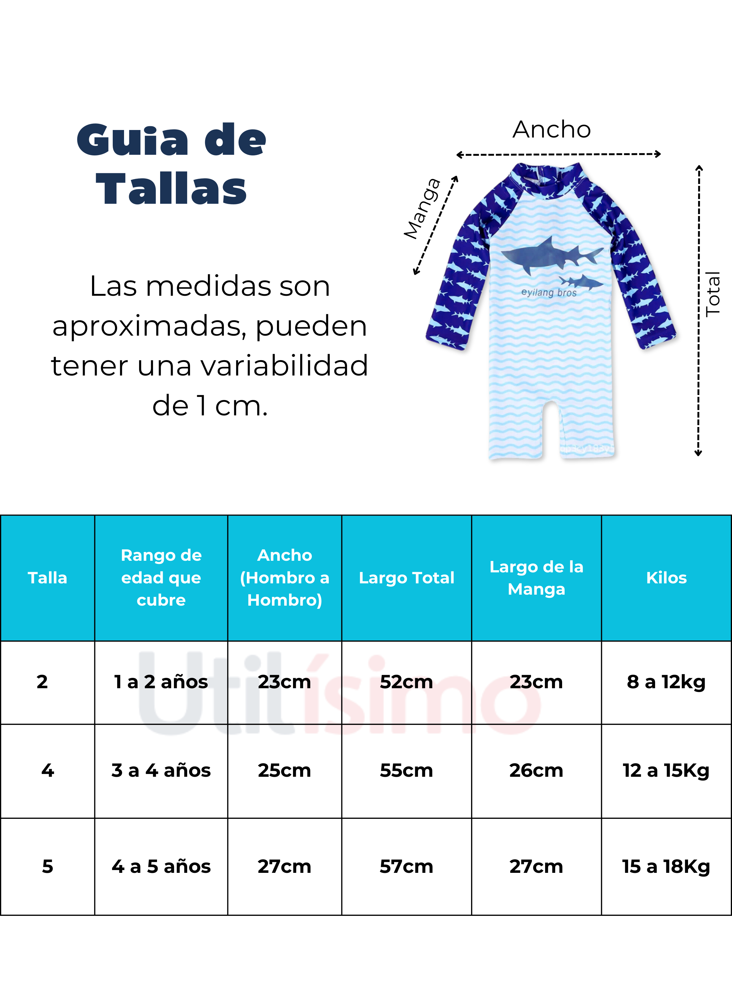 Traje de Baño Enterito Manga Larga Niño Jump Kids Delfines-2