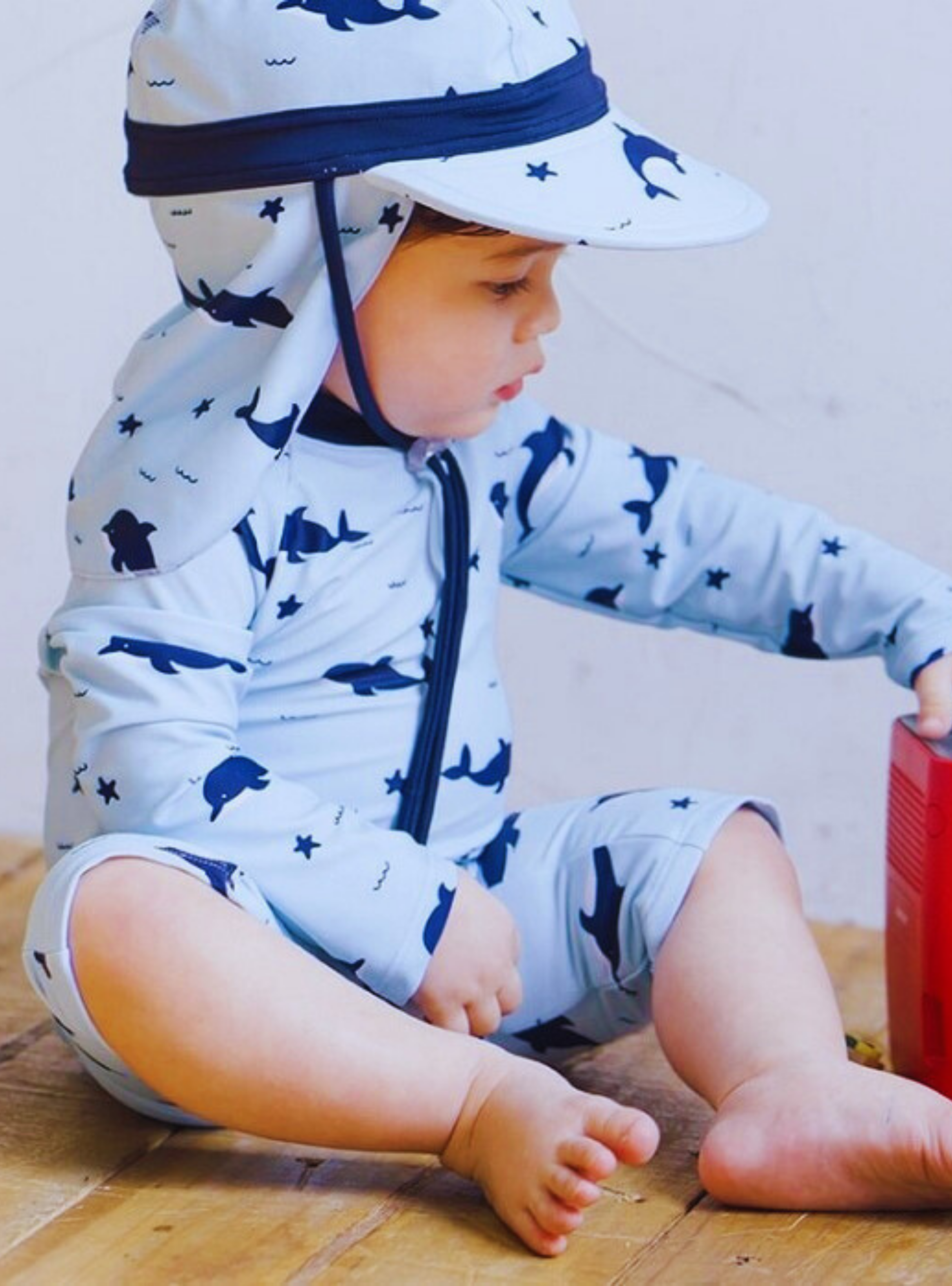 Traje de Baño Enterito Manga Larga Niño Jump Kids Delfines-3