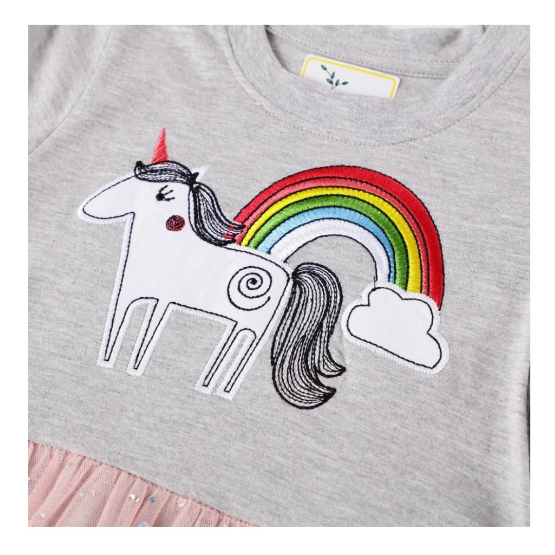 Vestido Manga Corta y Tul Niña Jump Kids Unicornio-2