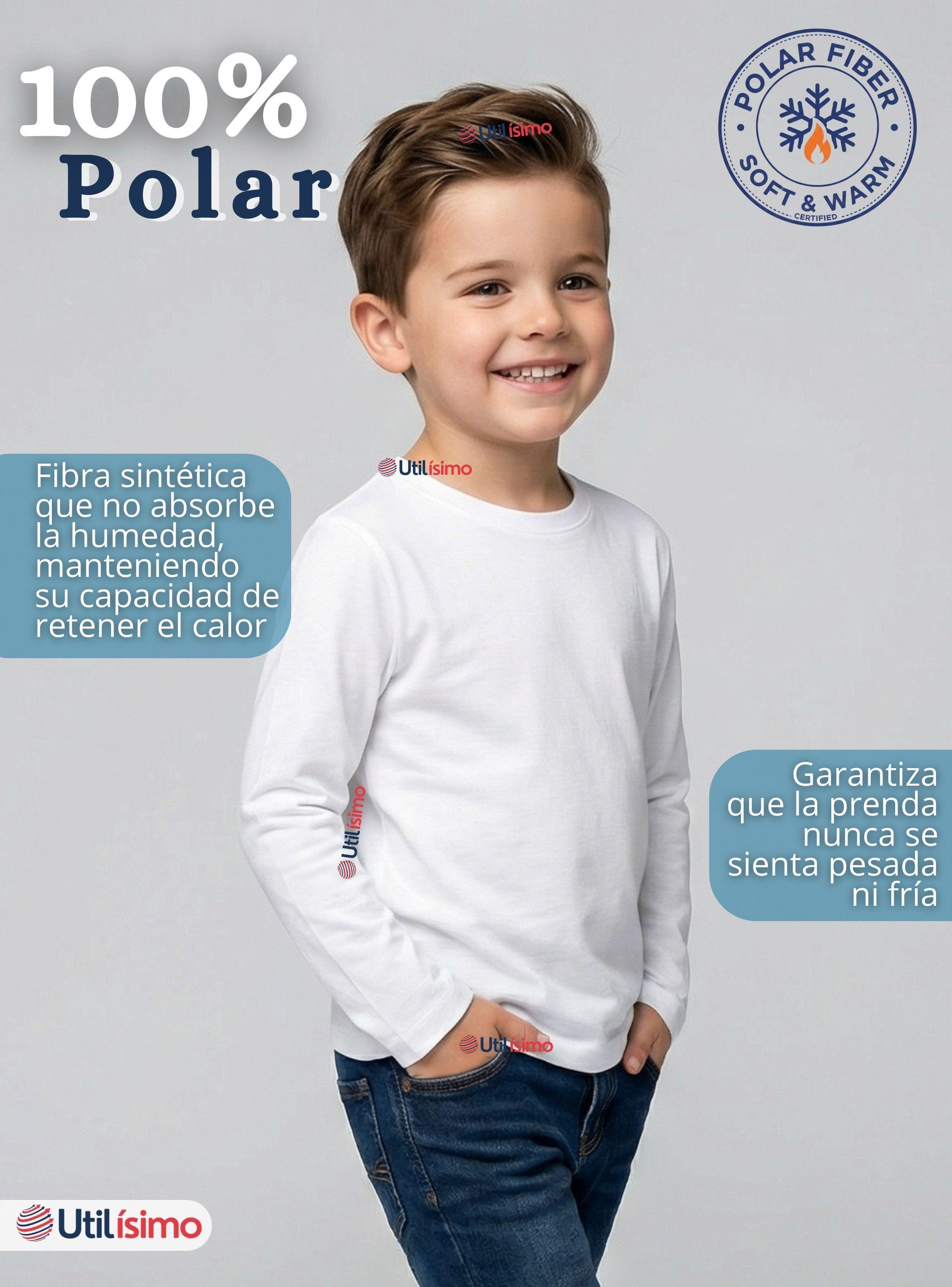 Pack 3 Poleras Camisetas Polar Primera Capa Cuello Redondo Manga Larga Colores Surtido Niños-3