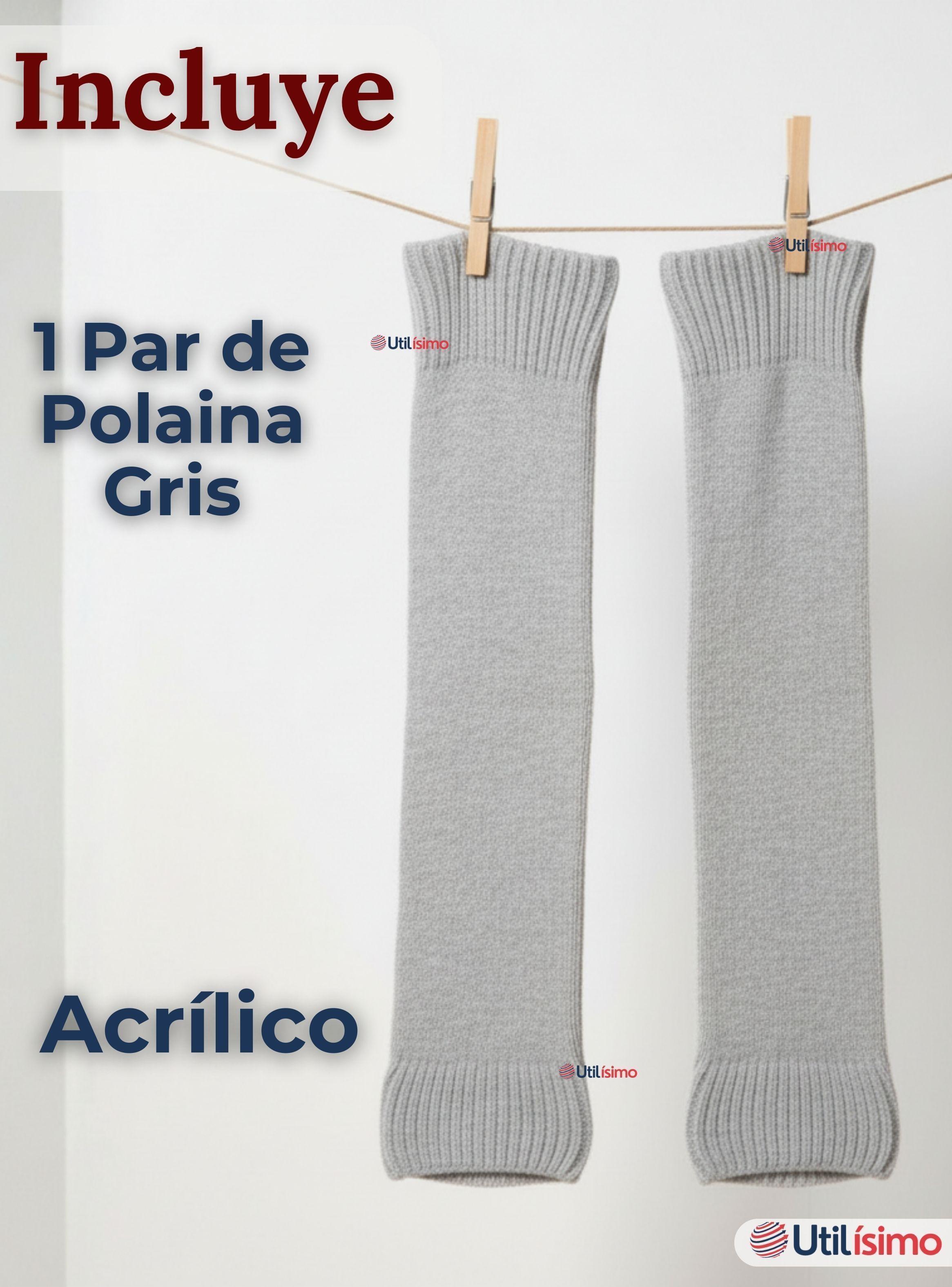 Polainas Escolares 1 Par Invierno Abrigadoras para Niña Gris Acrílico-2