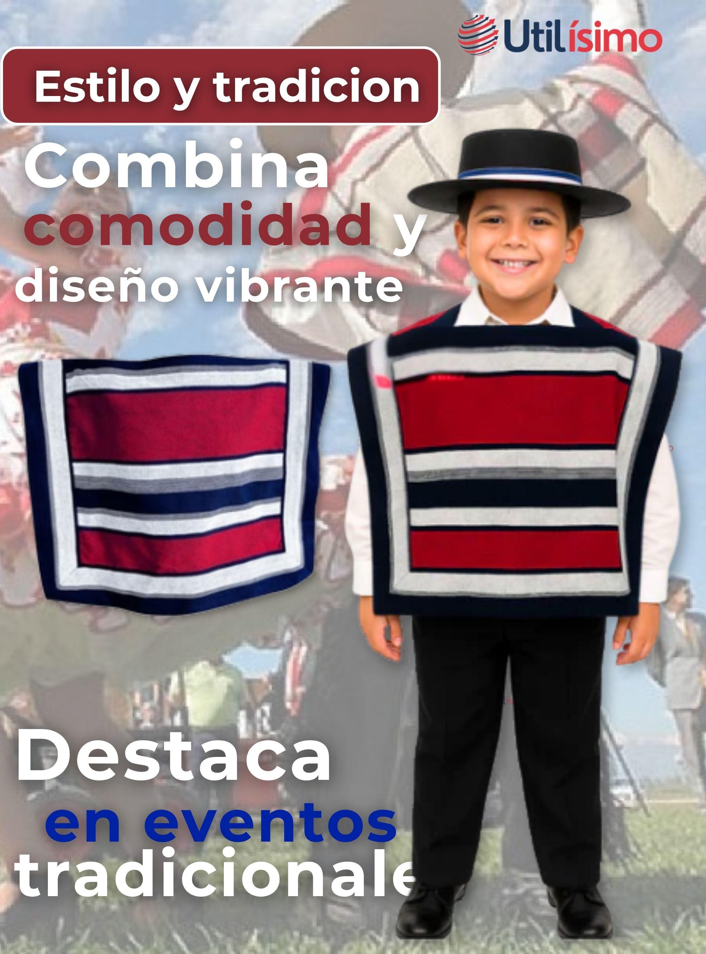 Poncho Manta Niños Huaso Cueca Fiestas Patrias -4