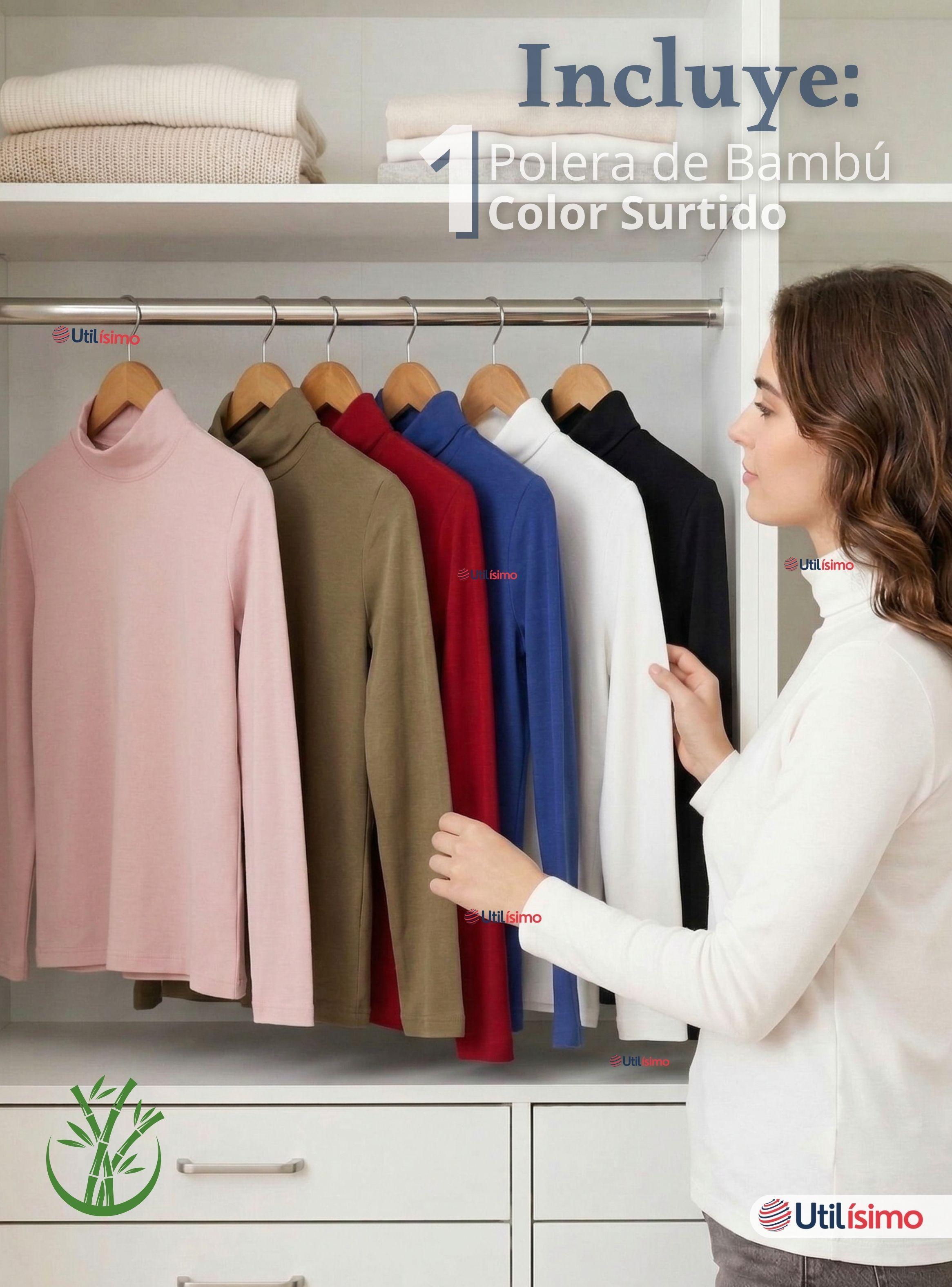 Camiseta Polera Bambú Primera Capa Cuello Beatle Mangas Larga Colores Surtidos Mujer-1