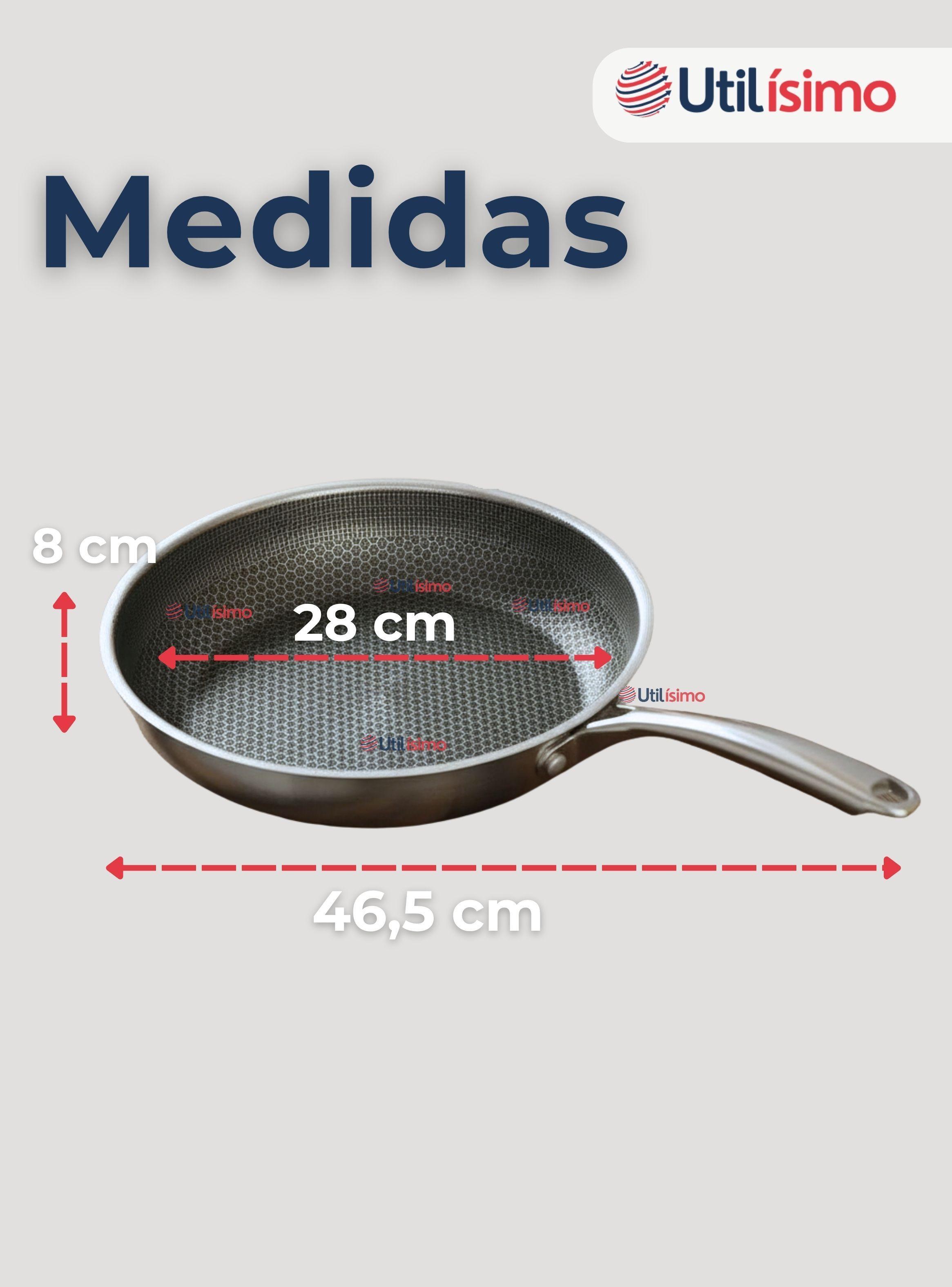 Sartén Acero Inoxidable Antiadherente 28cm +Cuchara Madera de Bambú-3