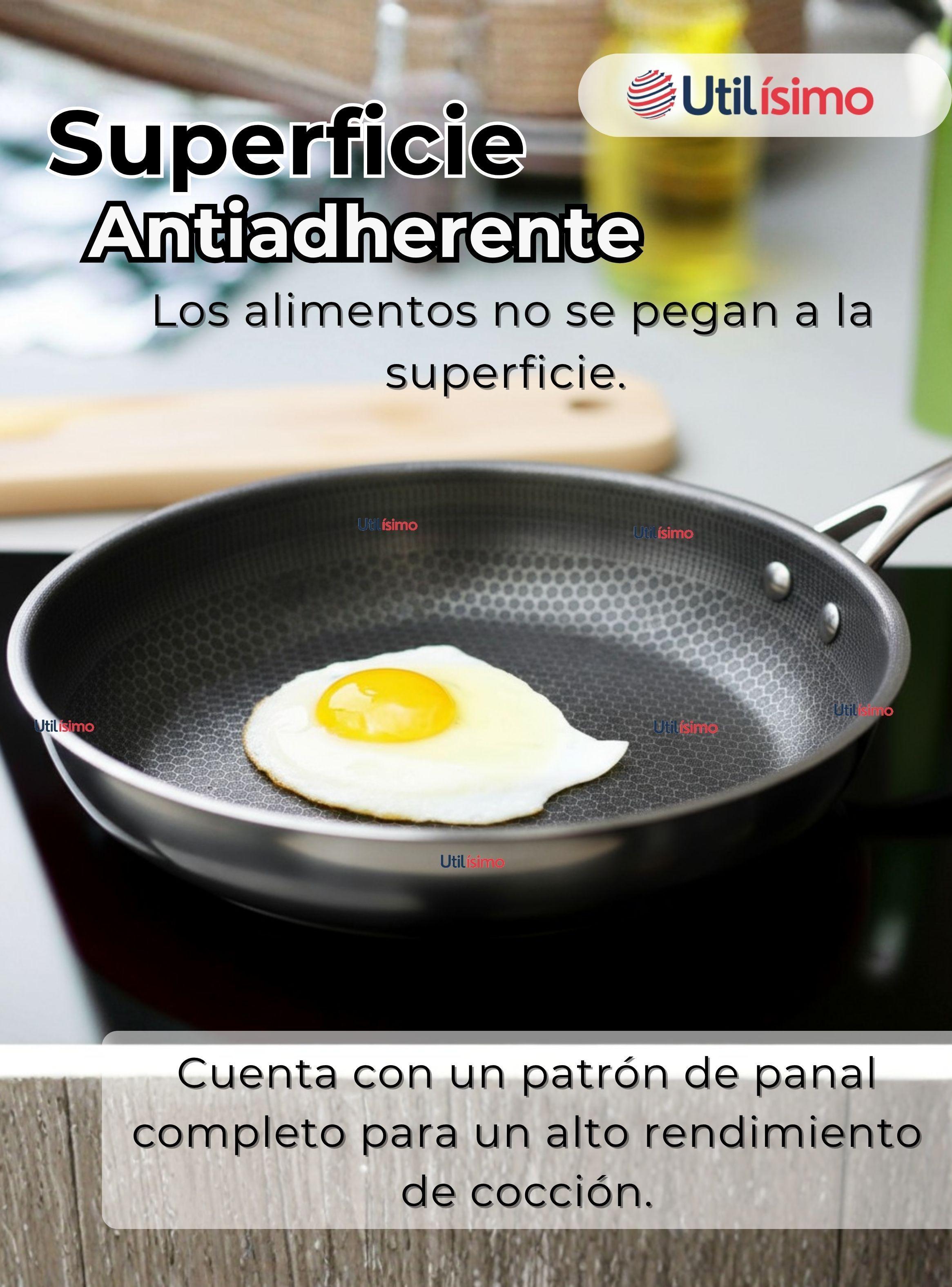 Sartén Acero Inoxidable Antiadherente 28cm +Cuchara Madera de Bambú-5