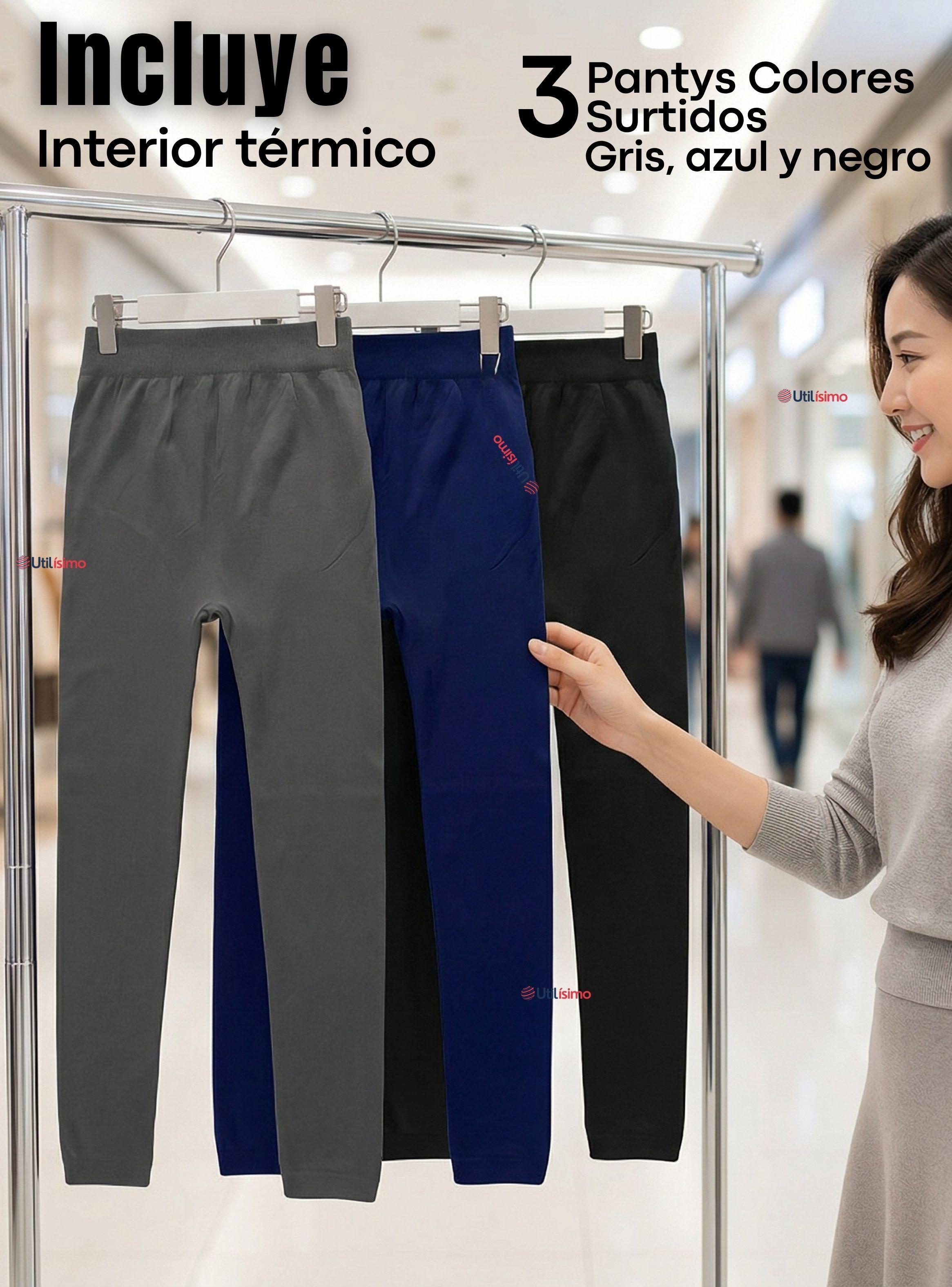 Pack 3 Calzas Lola Sin Costura  Mujer Tiro Alto Interior Con Polar-4