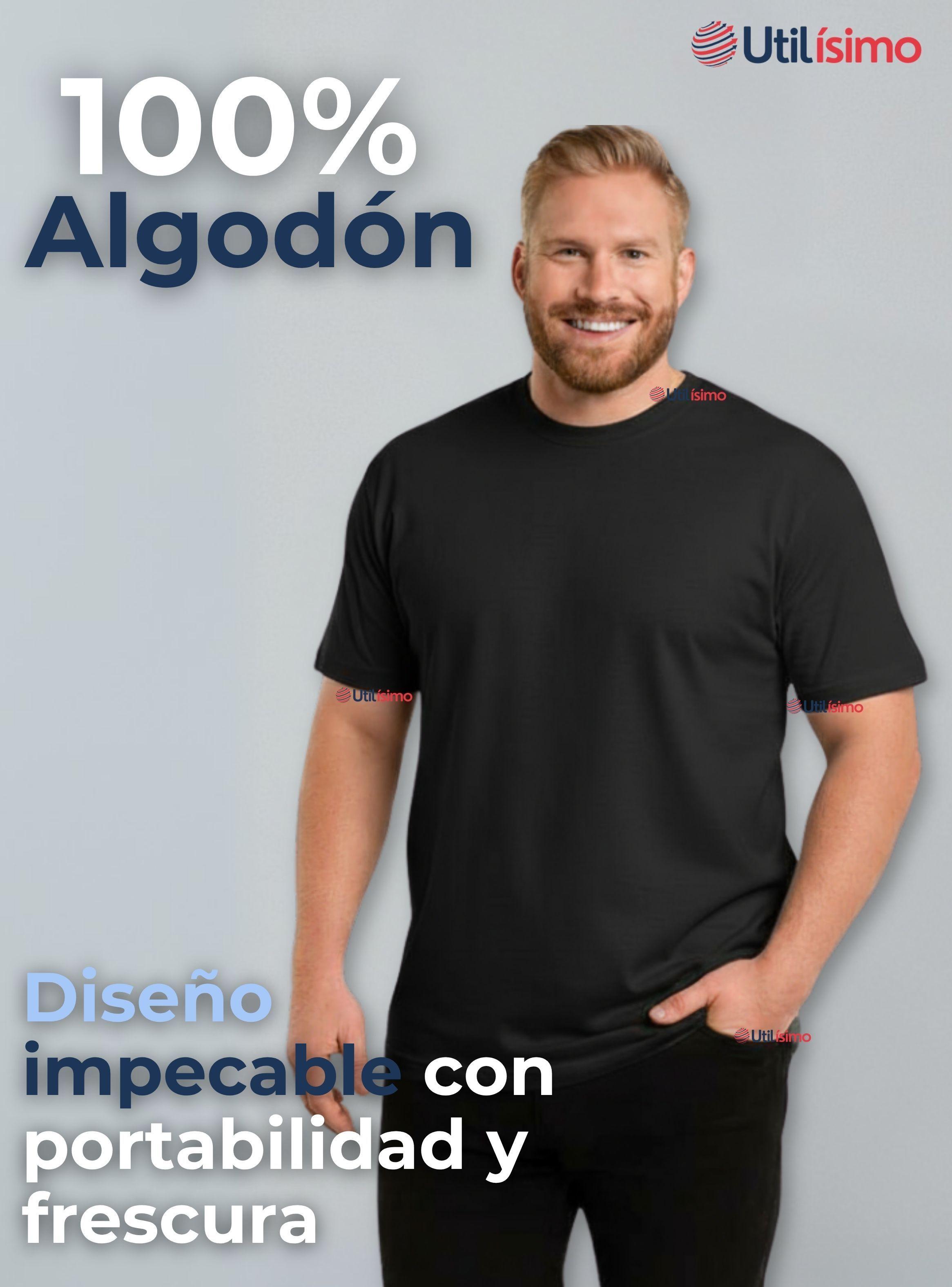 Polera Camiseta 100% Algodón Premium Manga Corta Color Negro para Hombre-3