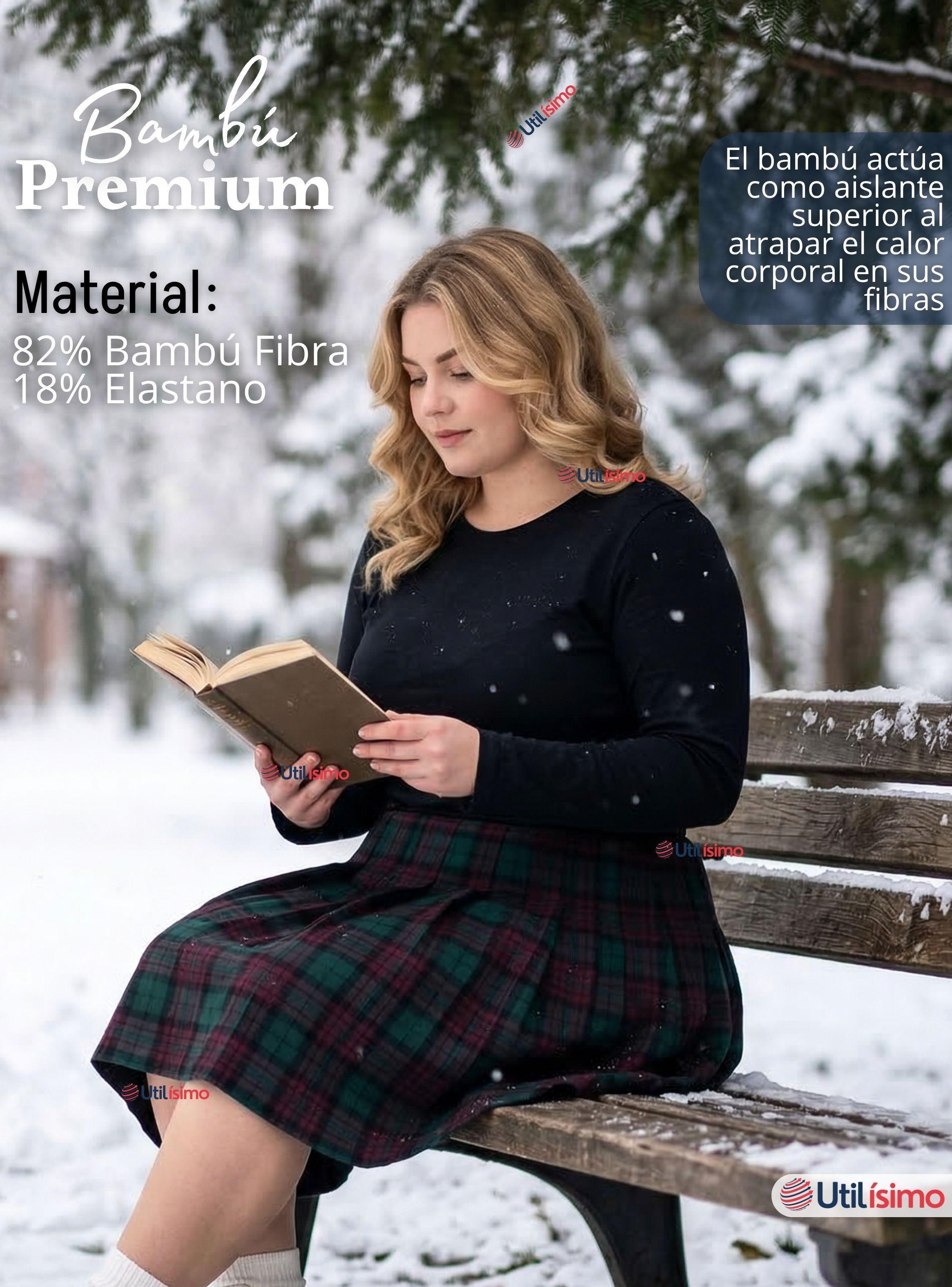 Camiseta Polera Bambú Primera Capa Manga Larga Blanco Negro Mujer-6