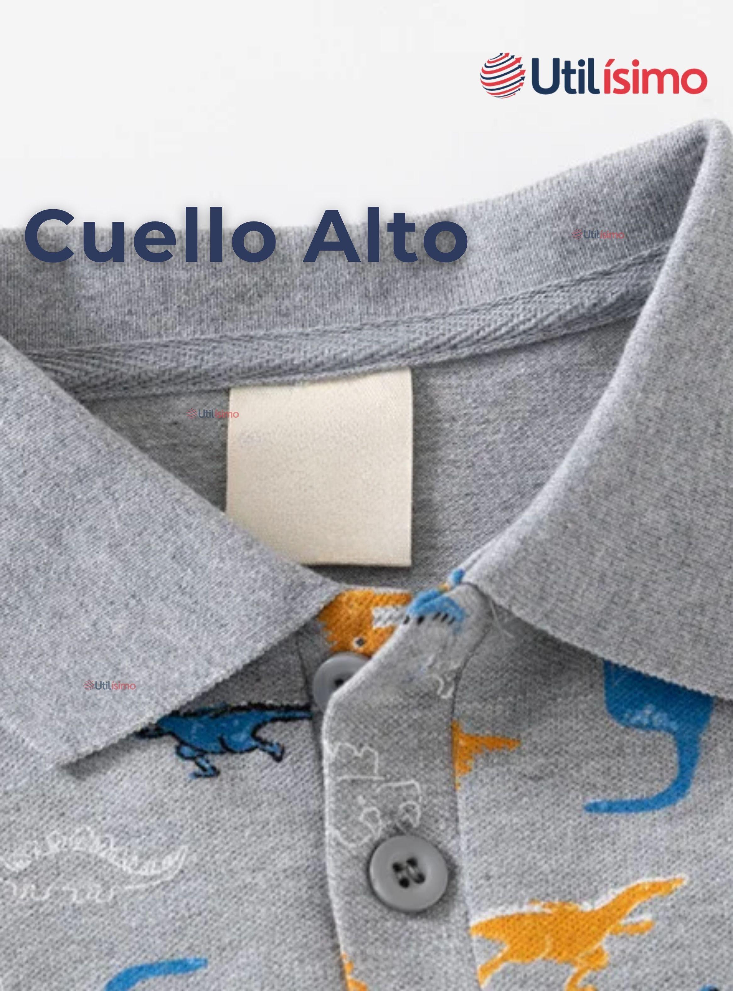 Polera Piqué Manga Larga Niño Estampado Dinosaurios Gris-4