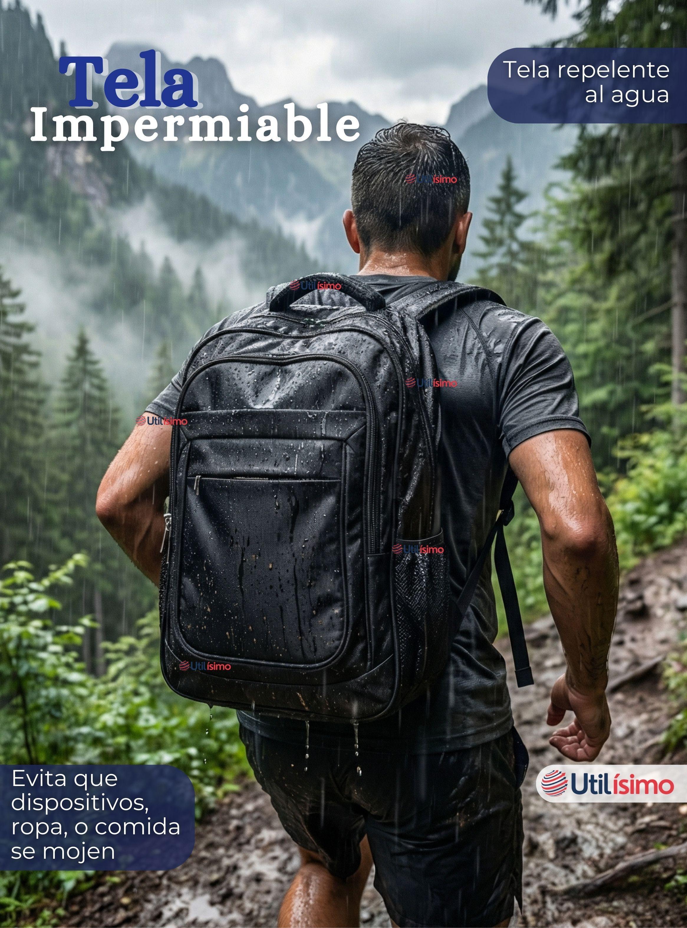 Mochila Jumbo Viaje Cabina Impermeable Resistente Notebook 53cm Negro 28L-5