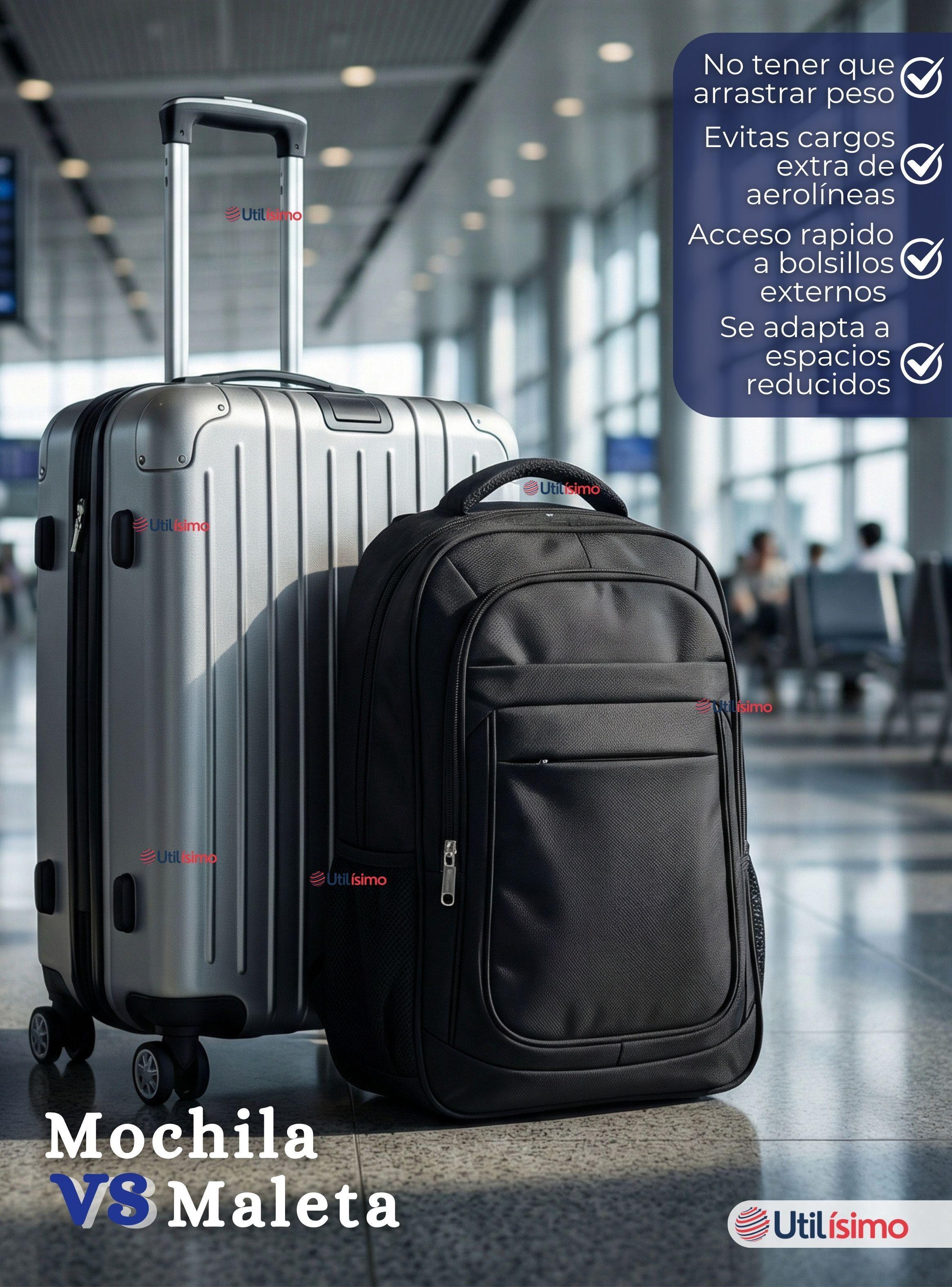 Mochila Jumbo Viaje Cabina Impermeable Resistente Notebook 53cm Negro 28L-6