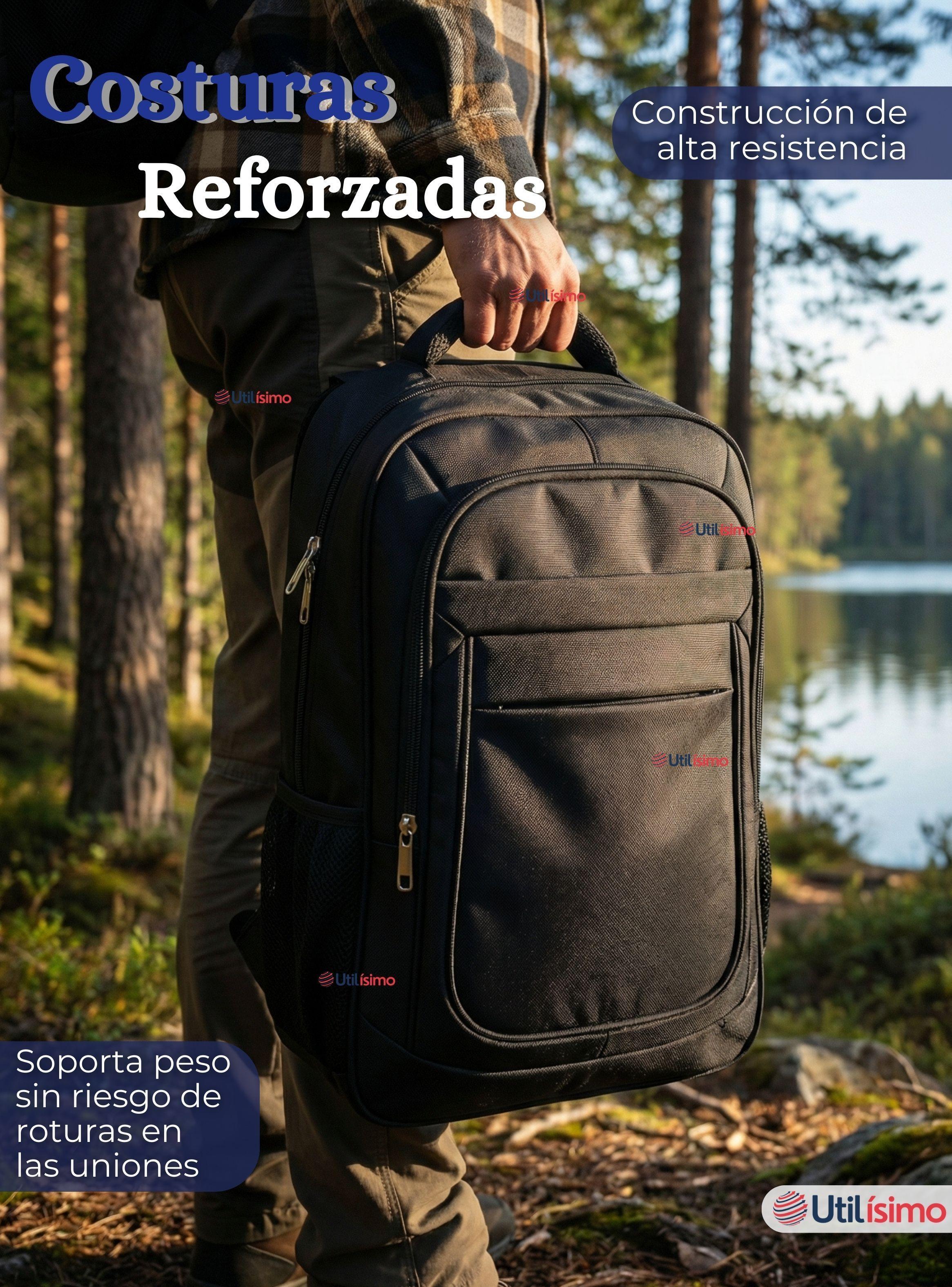 Mochila Jumbo Viaje Cabina Impermeable Resistente Notebook 53cm Negro 28L-7