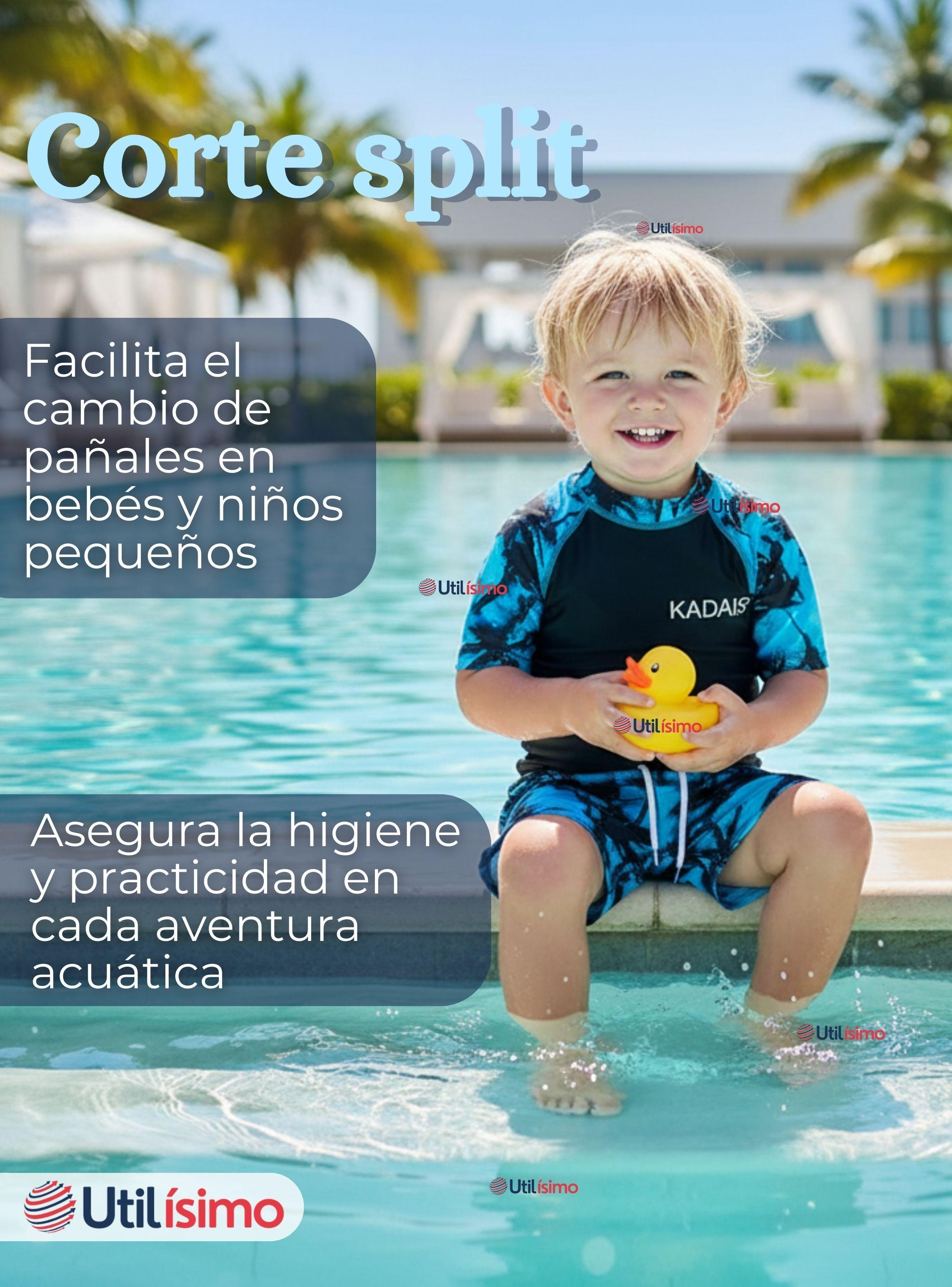 Traje de Baño Pantalón Corto Manga Corta 2 Piezas Corte Split para Niños 4 a 6 años Black-7