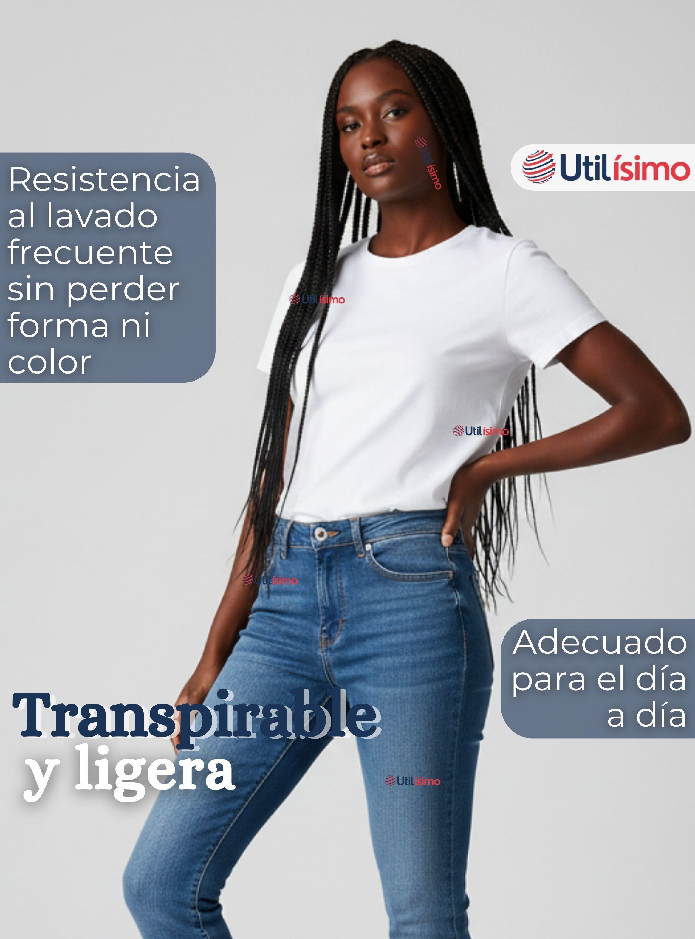 Pack 3 Camisetas Poleras 100% Algodón Básica Lisa Elástica Mujer Blanco-4