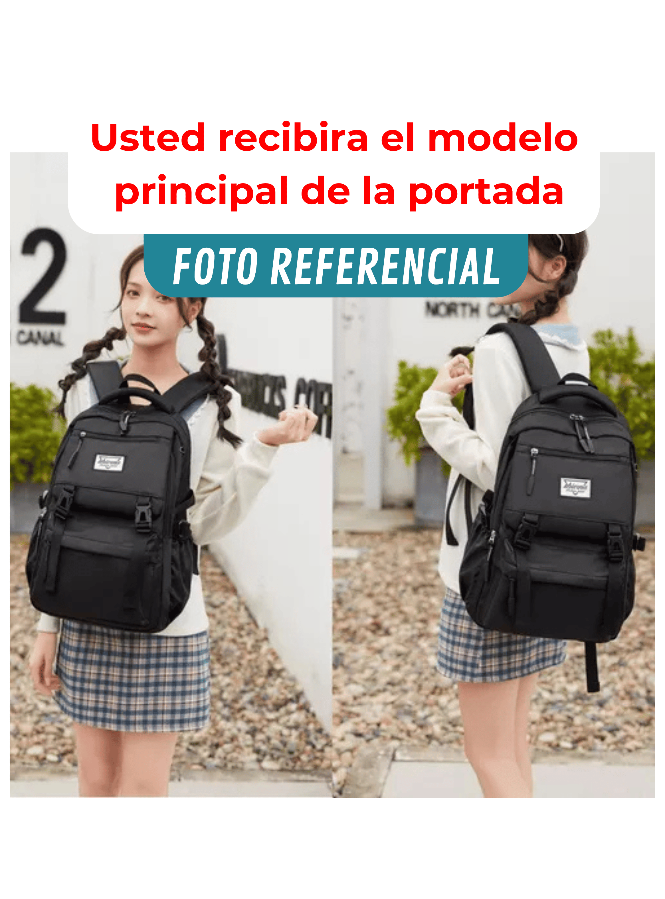 Mochila Escolar Juvenil 48cm Diseño Unicolor Black-2
