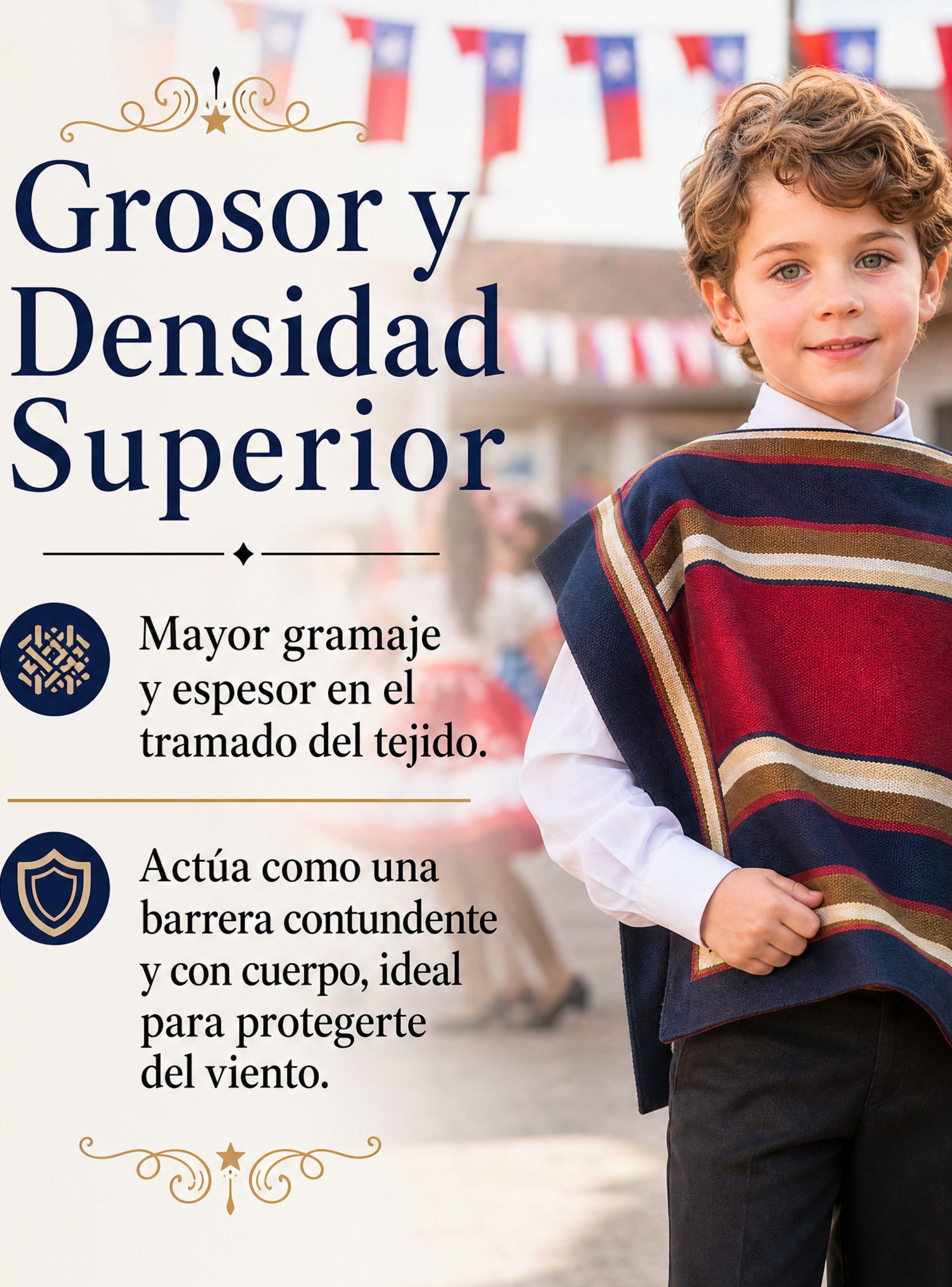 Poncho Huaso Manta de Niños Juvenil Baile Cueca Fiestas Patrias-5