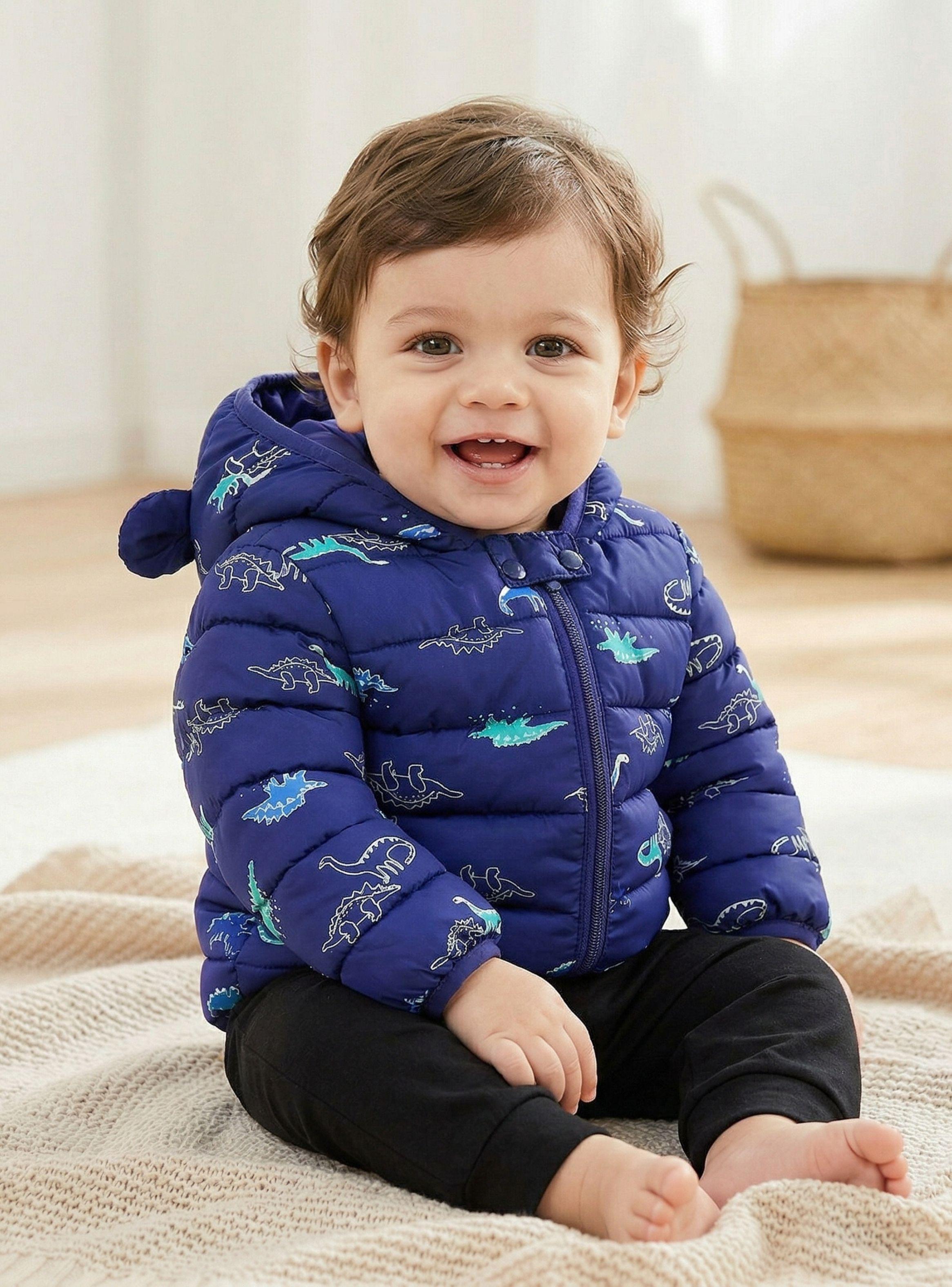 Parka Con Capucha Térmica Poliester Bebé Niño Dinosaurio-1
