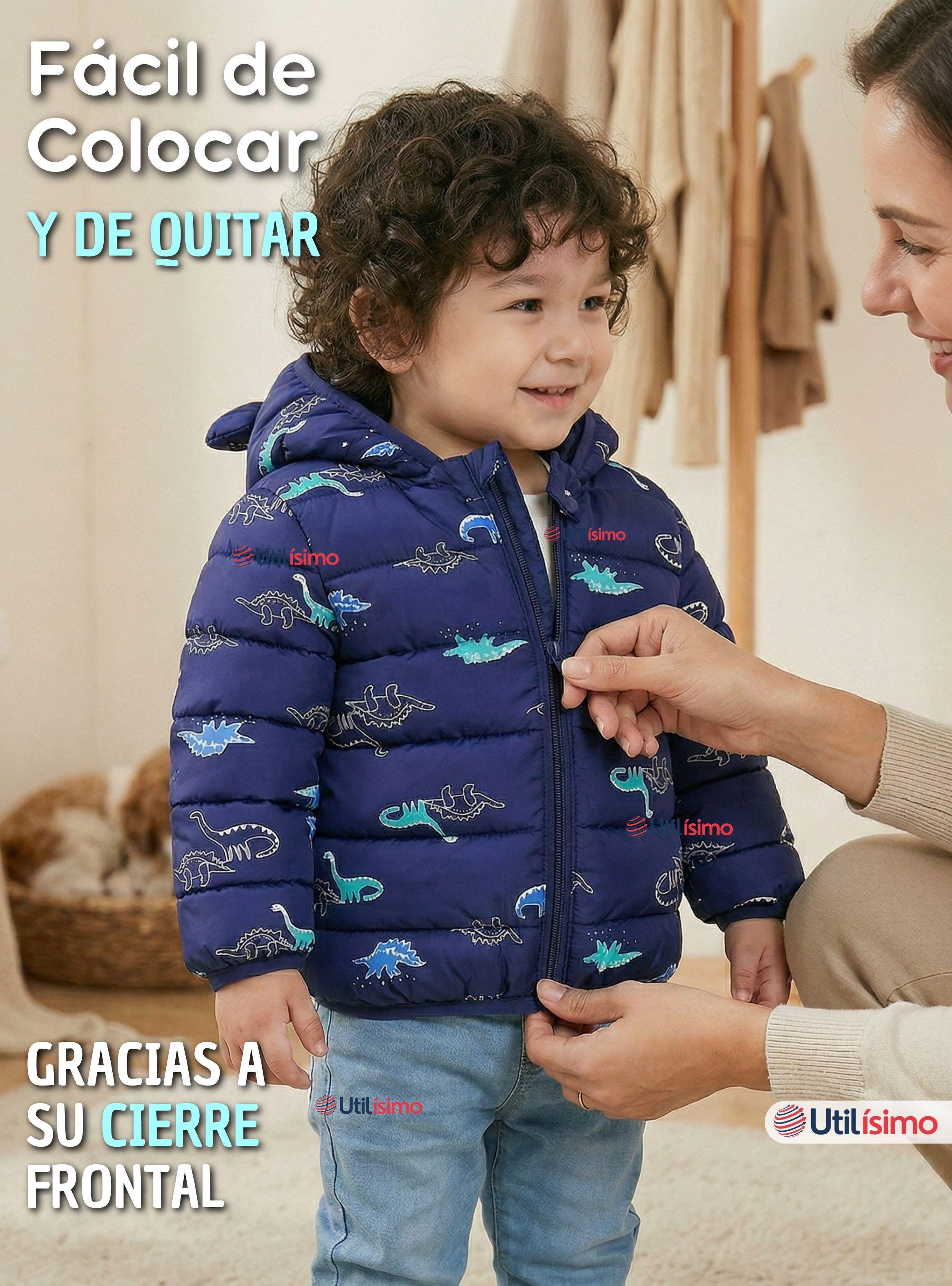 Parka Con Capucha Térmica Poliester Bebé Niño Dinosaurio-7
