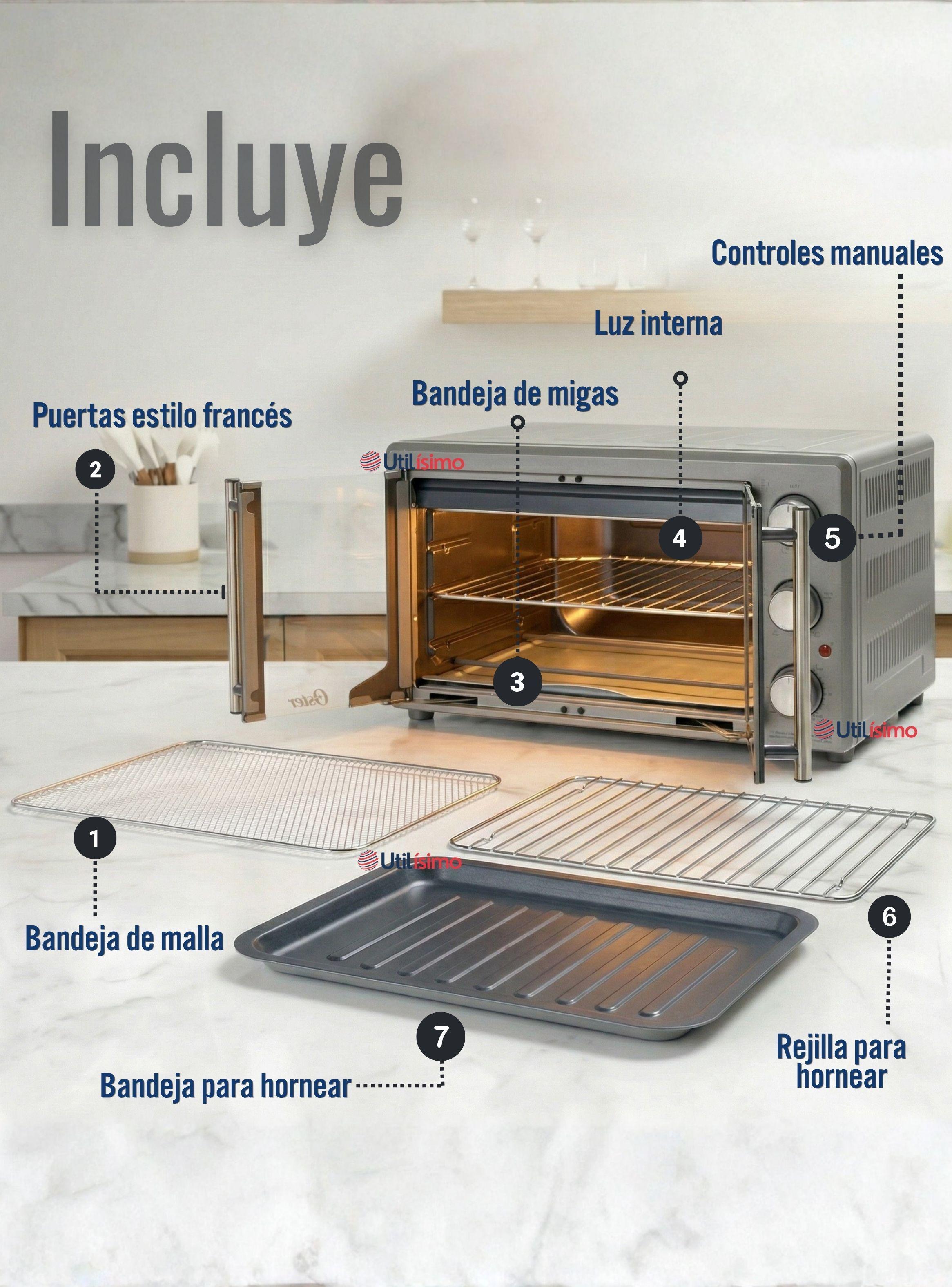 Horno con freidora de aire Oster® de 42 litros, puertas francesas 1700W, TSSTTV42FDMAFNS -3