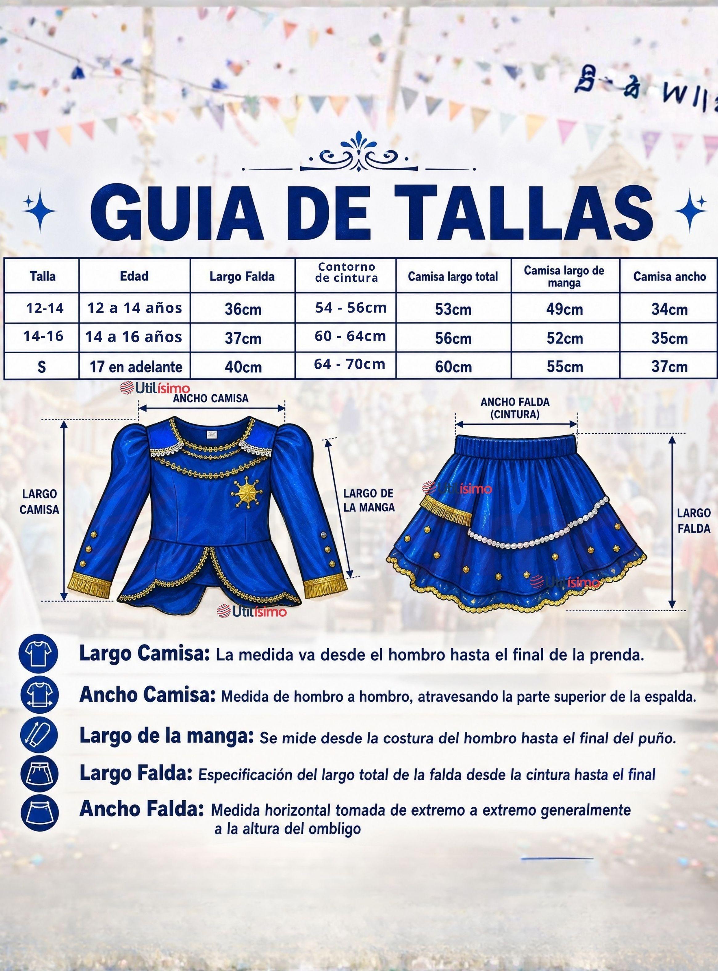 Traje Caporal Típico Tradicional Azul 2 Piezas Juvenil Fiestas Patrias-2