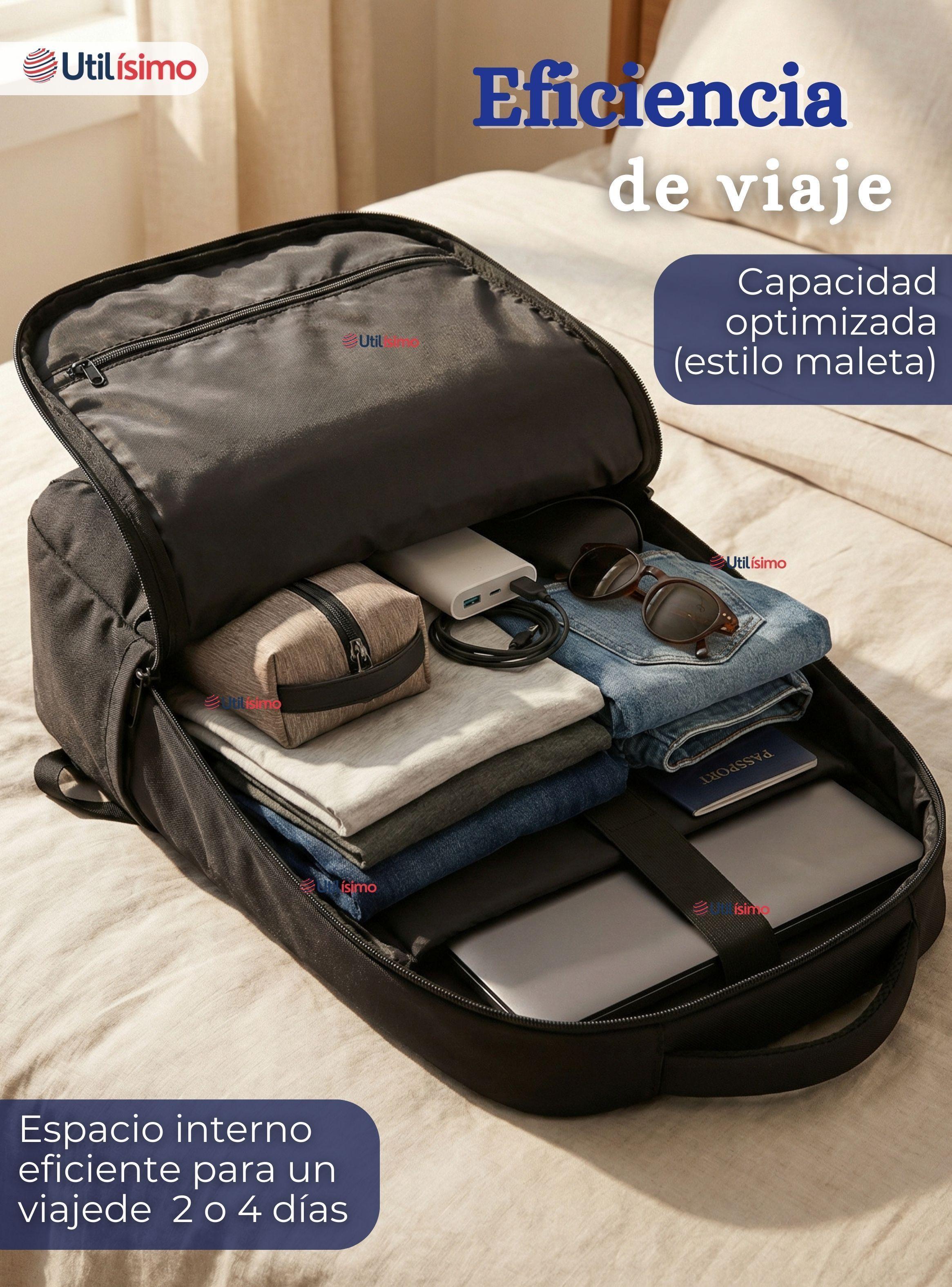 Mochila Multiuso Ejecutiva Escolar Notebook Impermeable Resistente Viaje Cabina 44cm Negro 20L-7