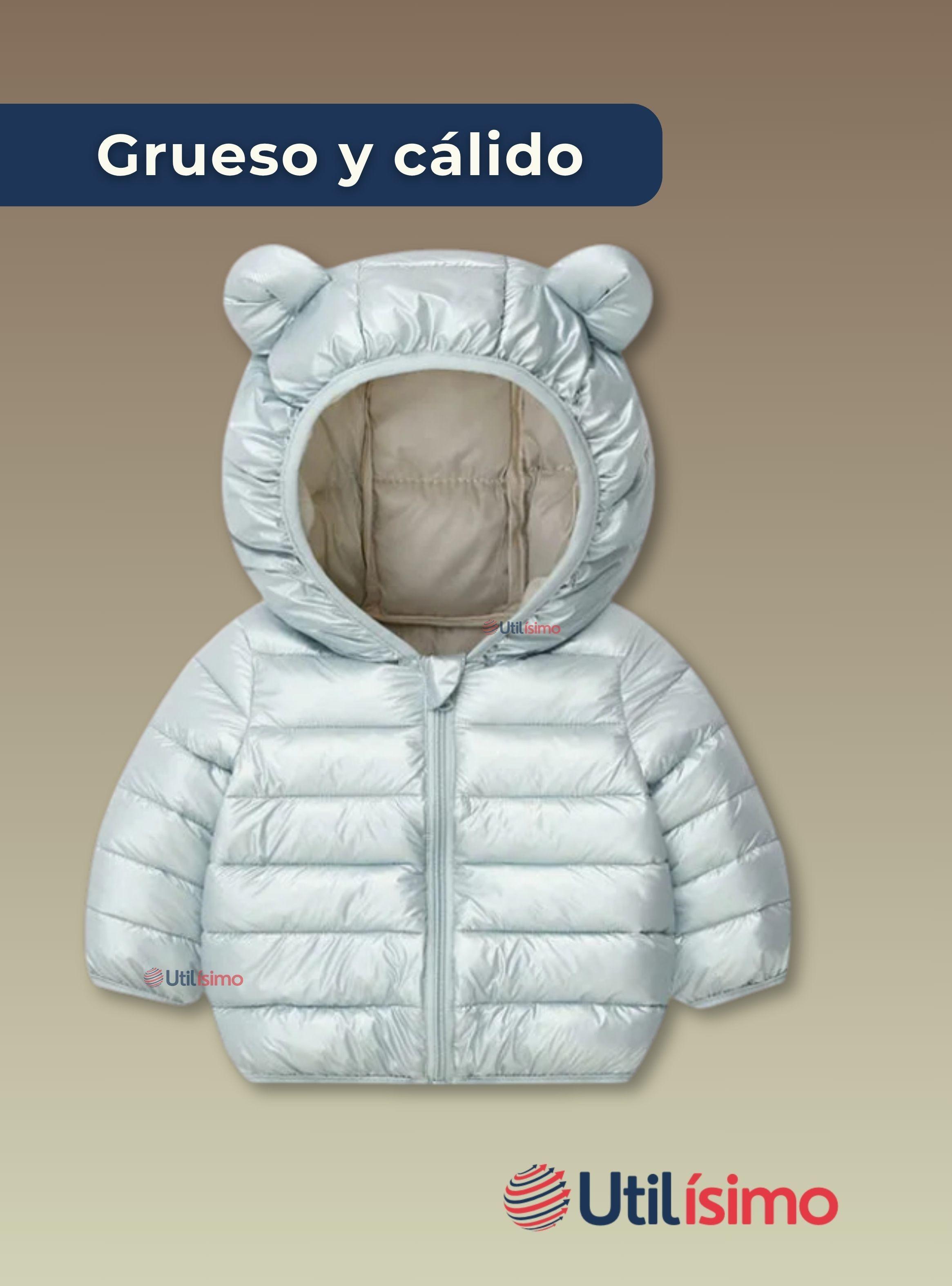 Parka Con Capucha Manga Larga Niña Orejitas Celeste Metalizado-2