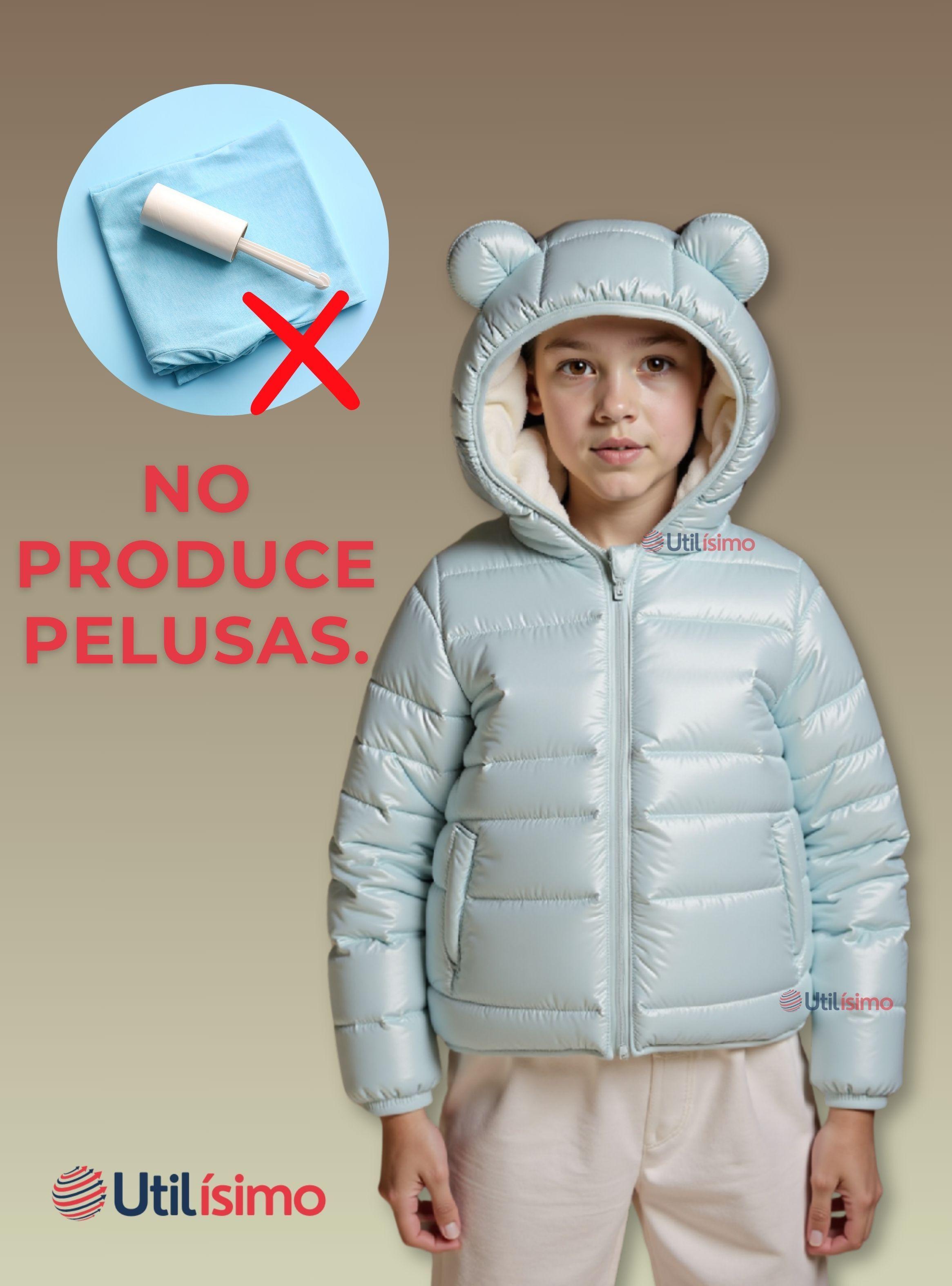 Parka Con Capucha Manga Larga Niña Orejitas Celeste Metalizado-4