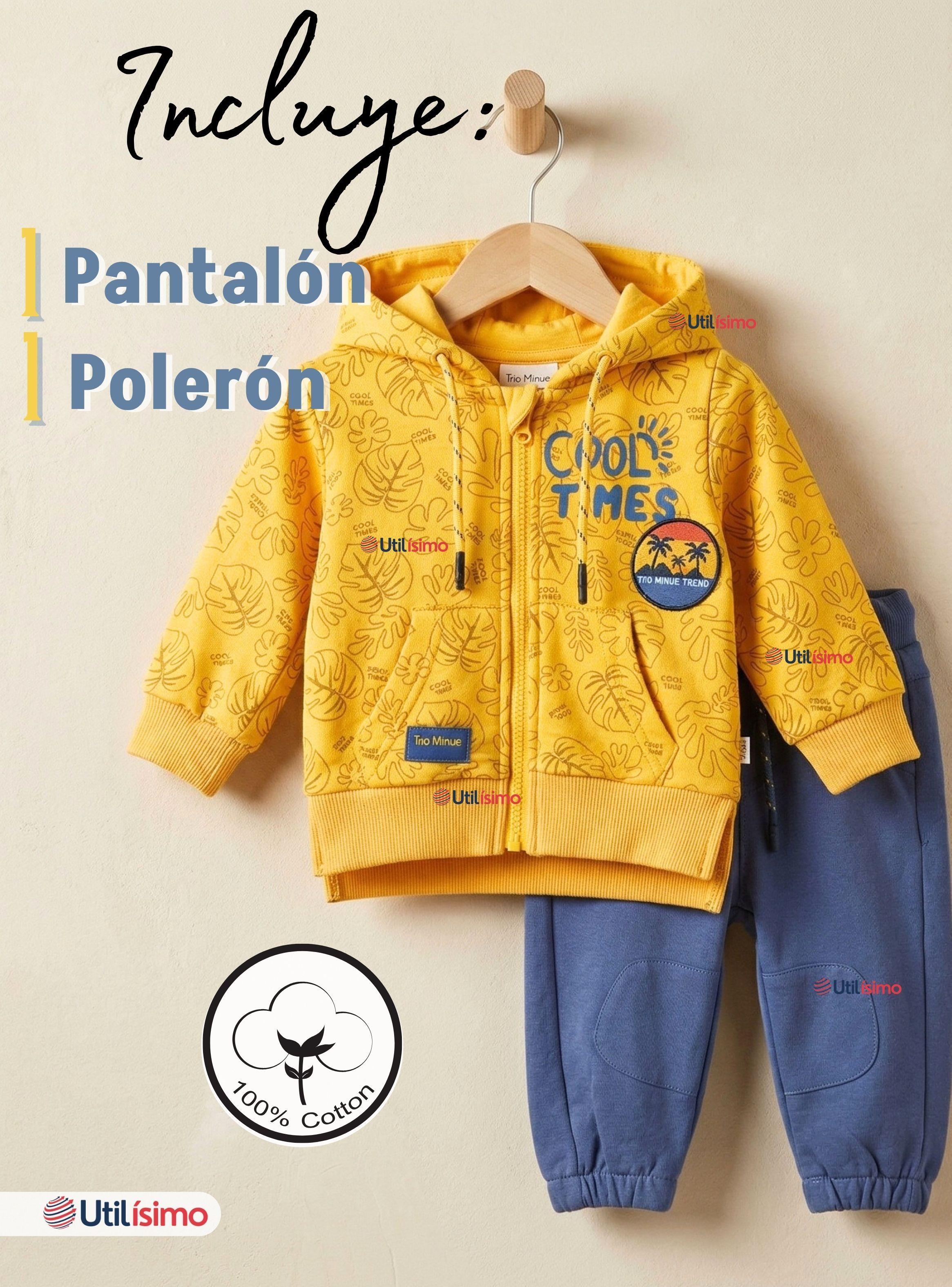 Conjunto 2 Piezas Buzo Pantalón Y Polerón De Algodón Amarillo Bebé Niño-2
