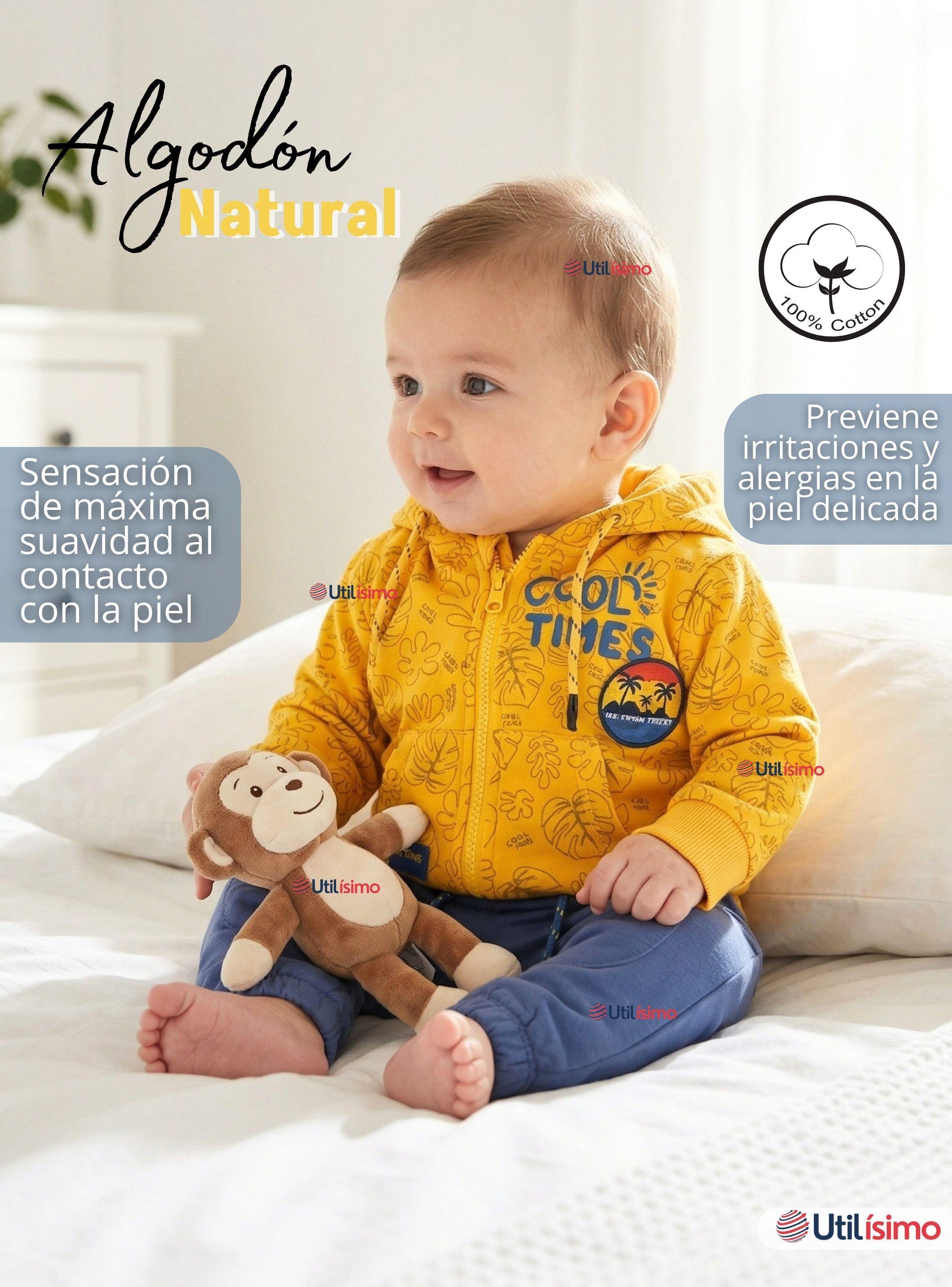 Conjunto 2 Piezas Buzo Pantalón Y Polerón De Algodón Amarillo Bebé Niño-4