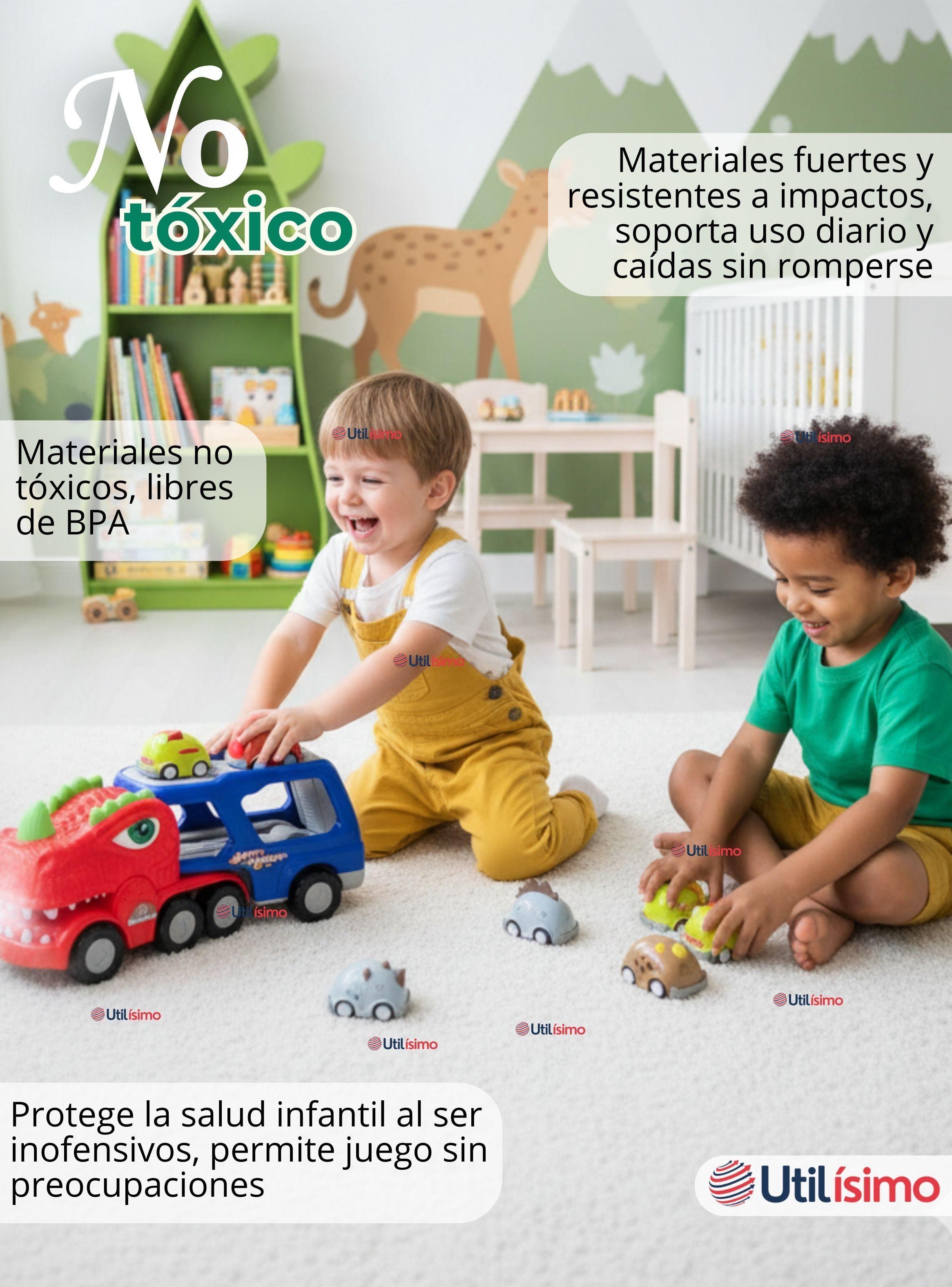 Camión Dinosaurio Con Música y Luces Función de Spray + 8 Mini Coches-6