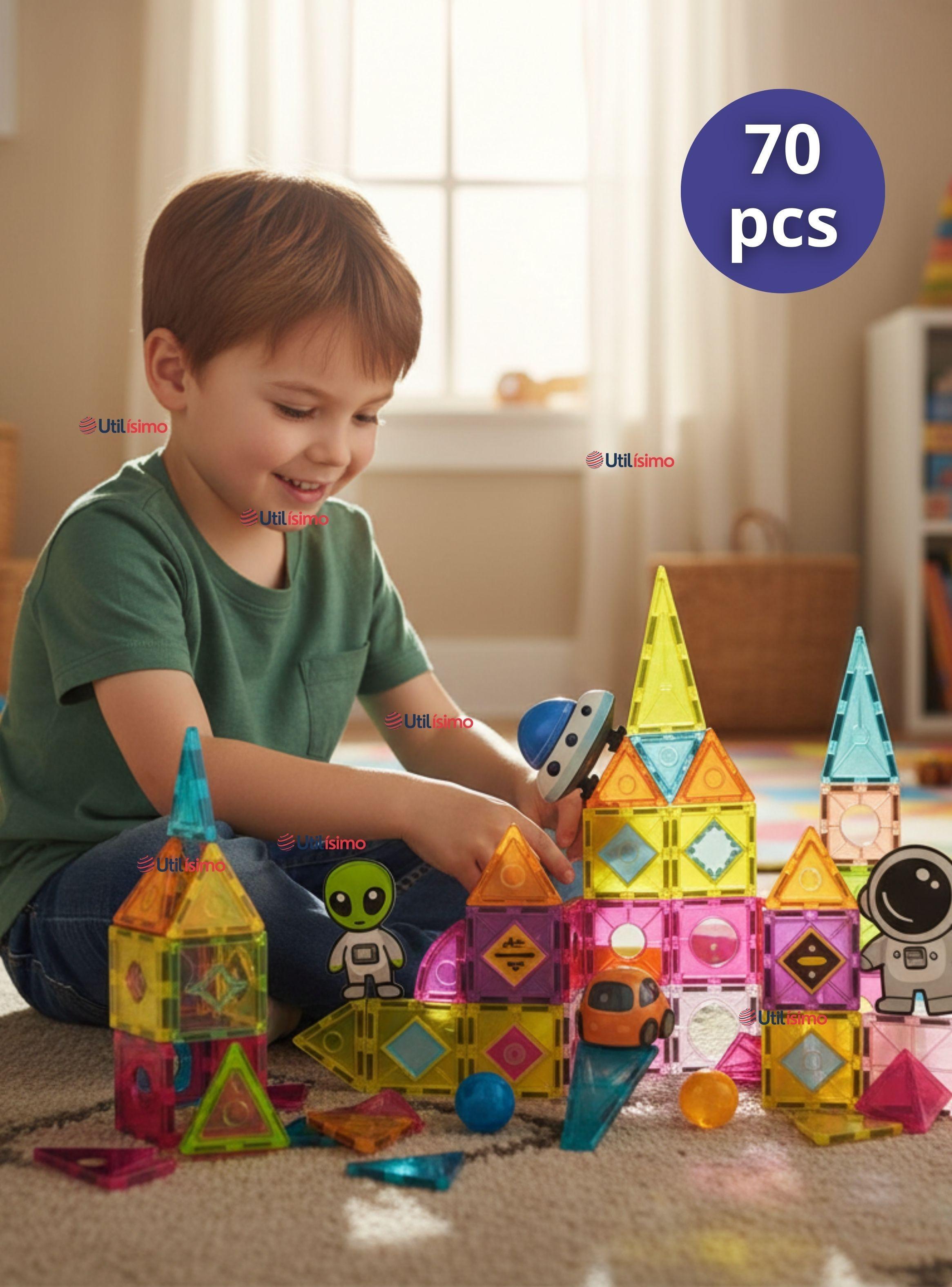 Juego Bloques De Construcción Magnéticos 3D de 70 Piezas para Niño o Niña-0